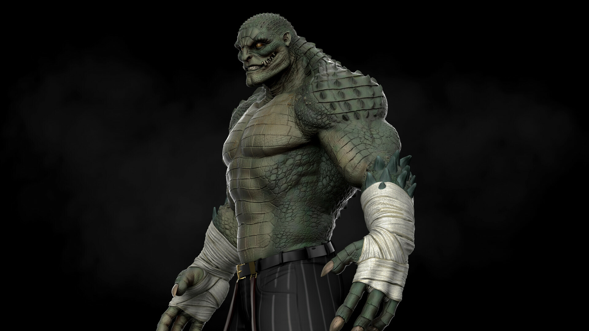 Killer Croc, Monstrous creature, Gotham's underground, Villainous fan art, 1920x1080 Full HD Desktop