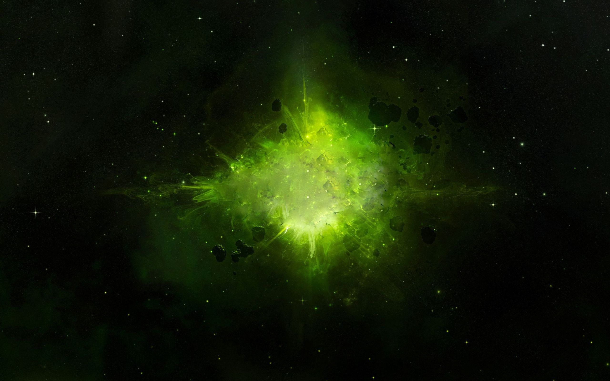 Green Nebula, 4K space wallpapers, Vibrant space landscapes, Celestial grandeur, 2560x1600 HD Desktop