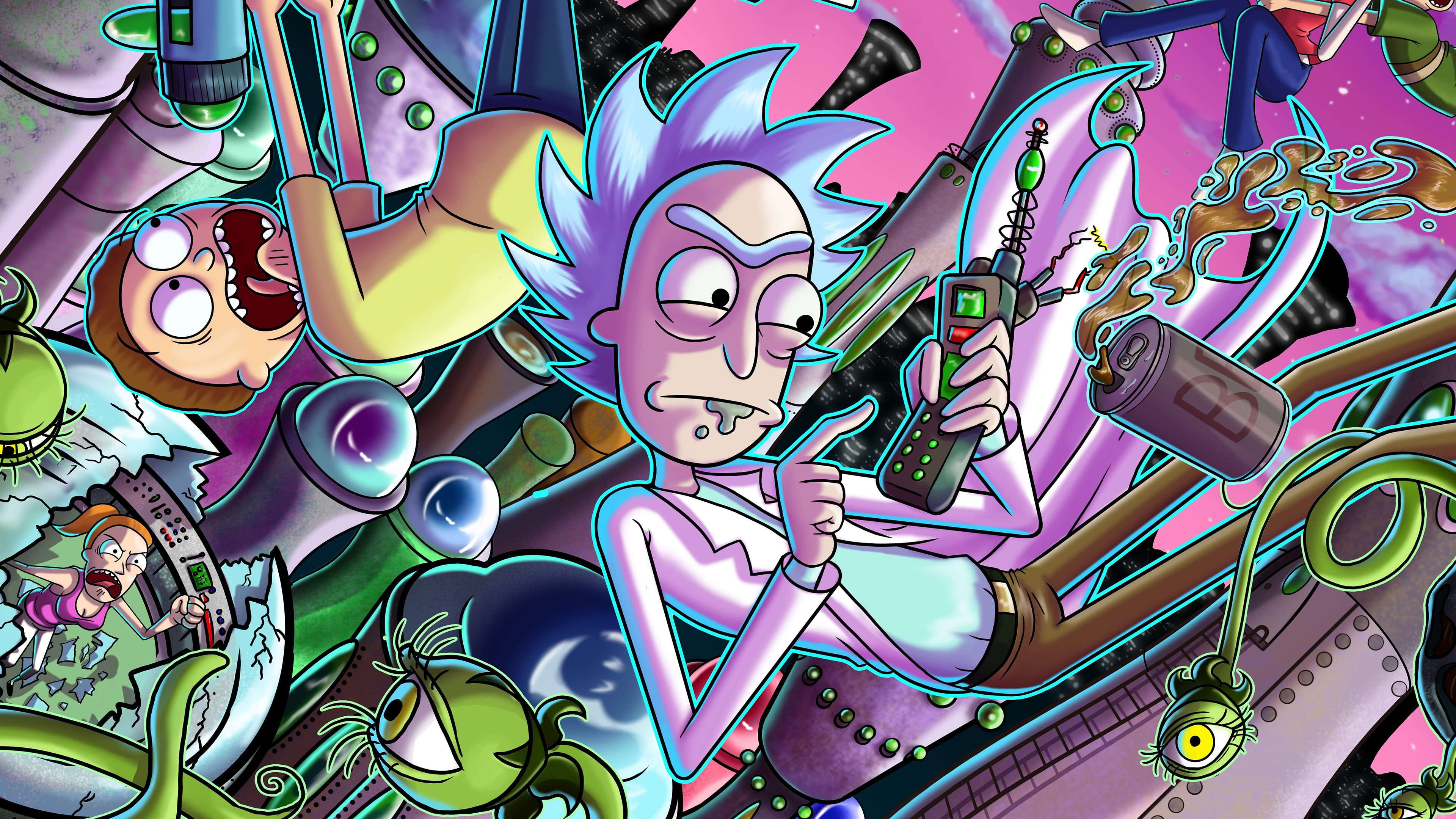 Rick and Morty Virtual Rick-ality, UHD 4K wallpaper, Immersive virtual experience, Interactive artwork, 3840x2160 4K Desktop