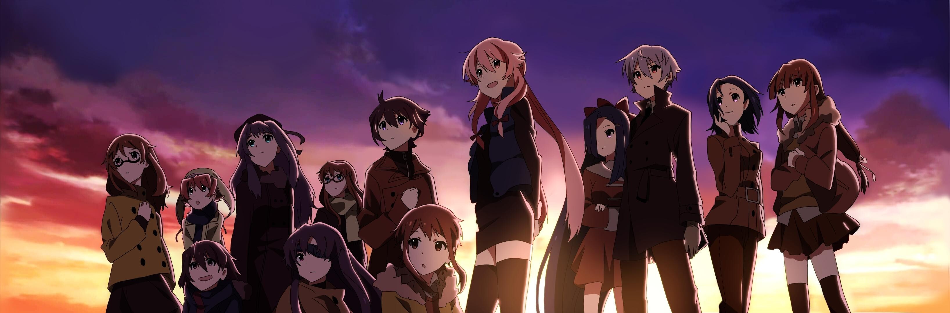 Characters, Anime girls, Mirai Nikki, Gasai Yuno, 3280x1080 Dual Screen Desktop