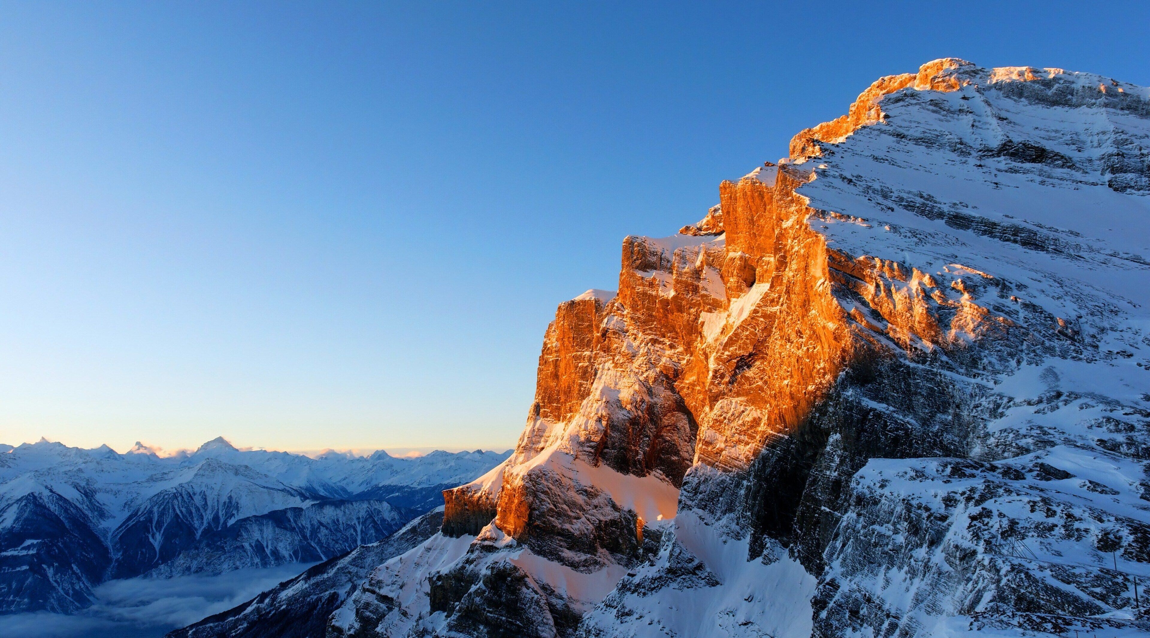 Snow mountain, Striking imagery, Snowy landscape, Winter wonderland, 3840x2130 HD Desktop