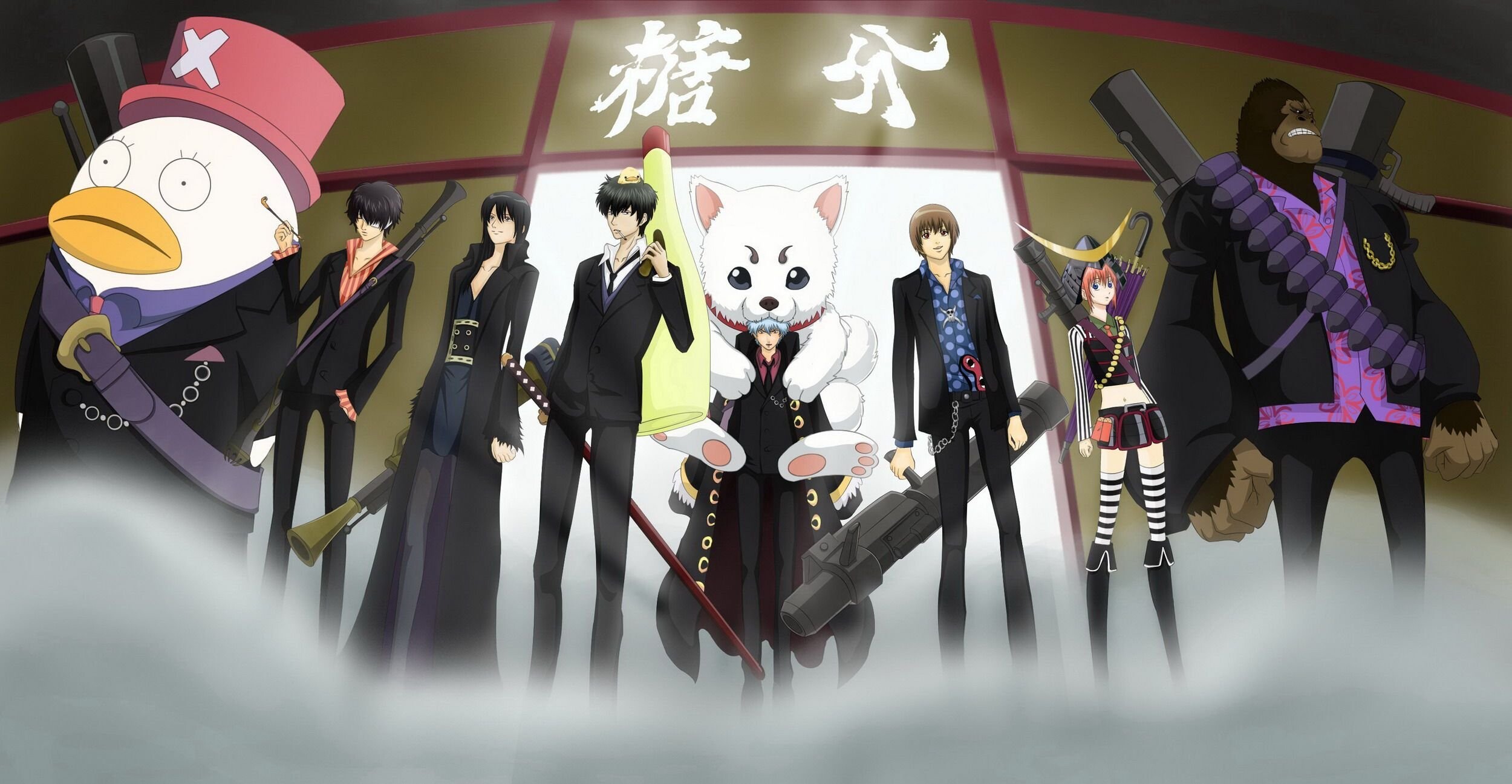 Gintama, Anime crossover, Gintoki x One Piece, Epic wallpaper, 2500x1300 HD Desktop