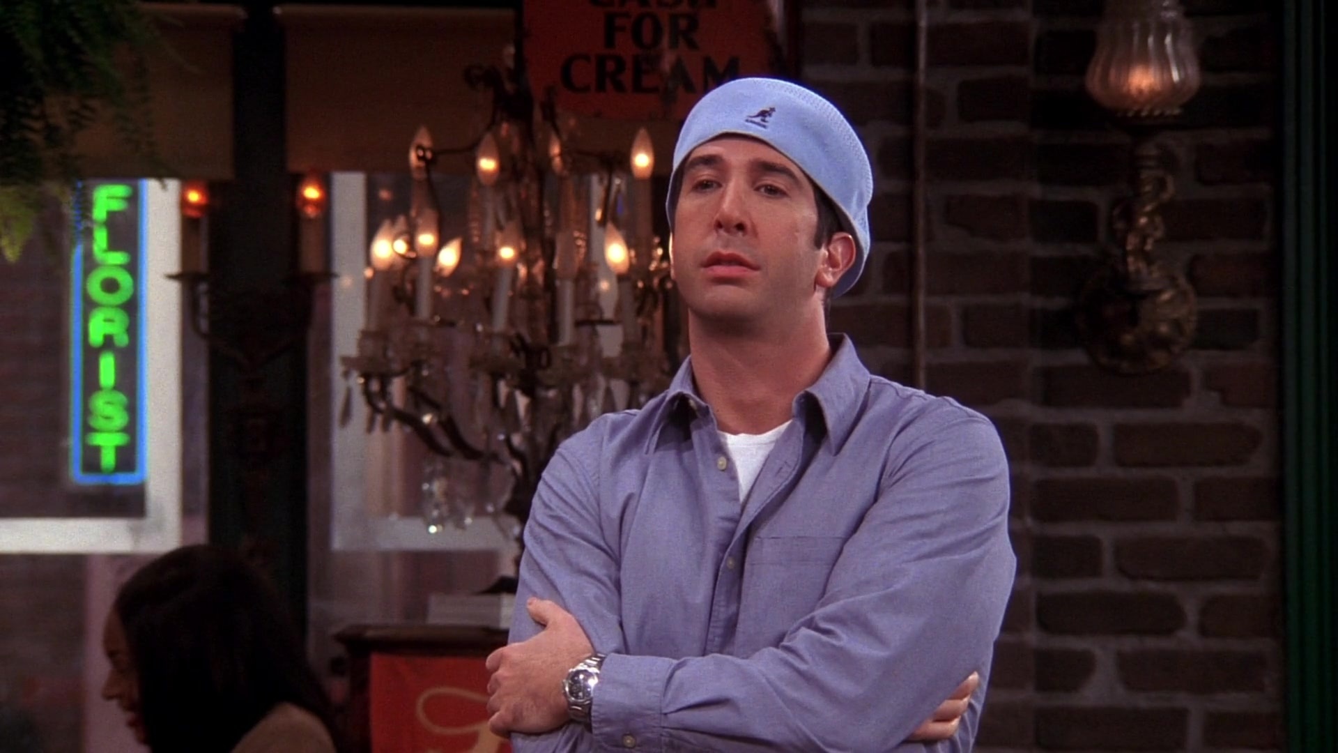 Kangol blue flat cap, David Schwimmer, Friends, 1920x1080 Full HD Desktop