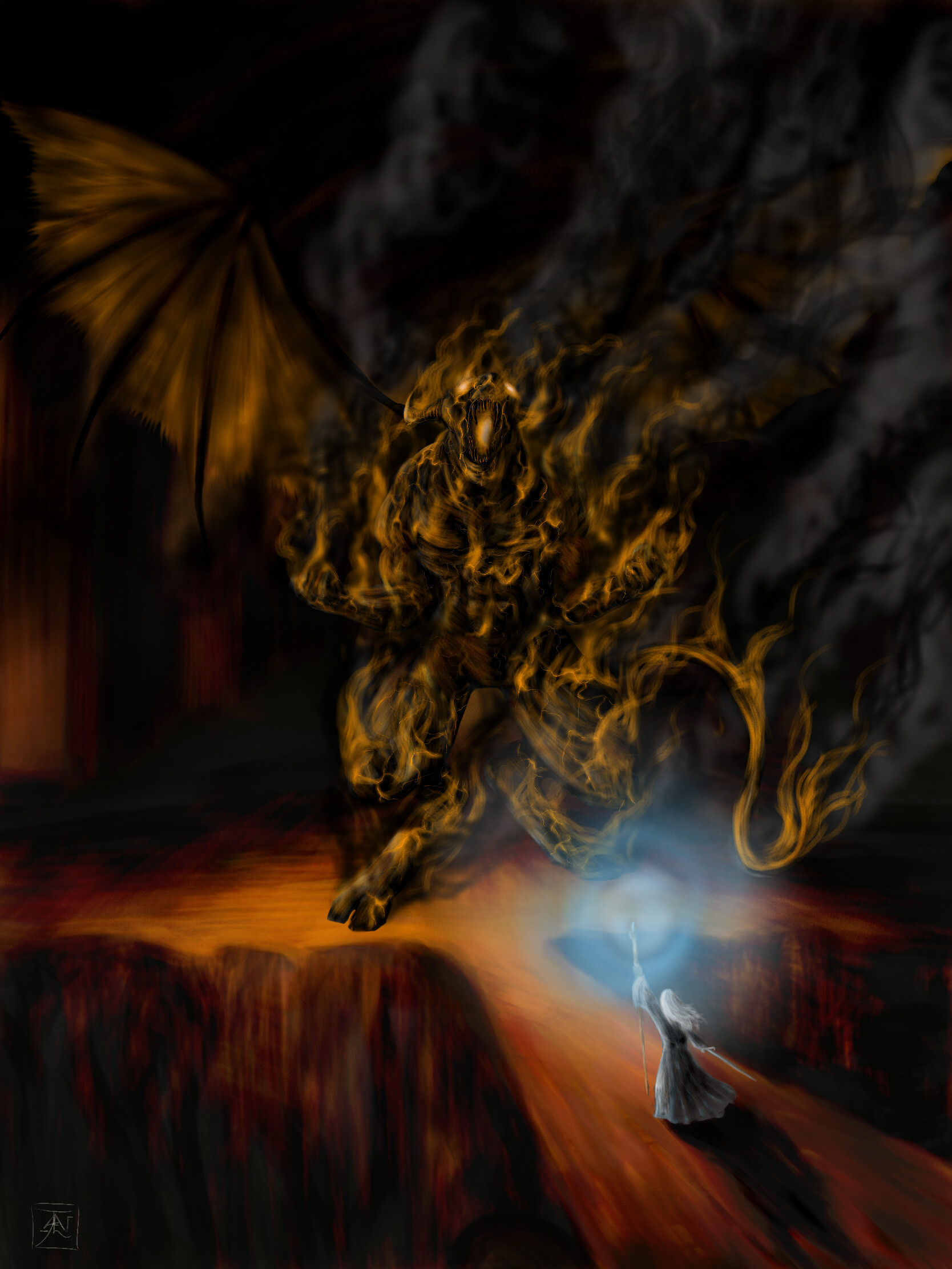 Gandalf, Balrog, Artistic portrayal, Creative masterpiece, 1670x2230 HD Phone