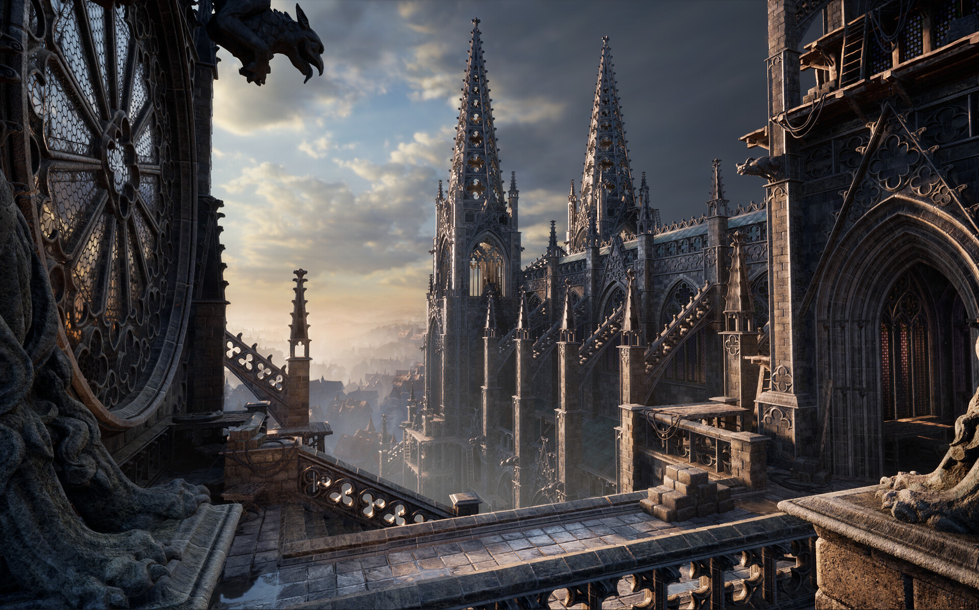 Gothic Architecture, Artstation gothic, Modular kit, 1920x1200 HD Desktop