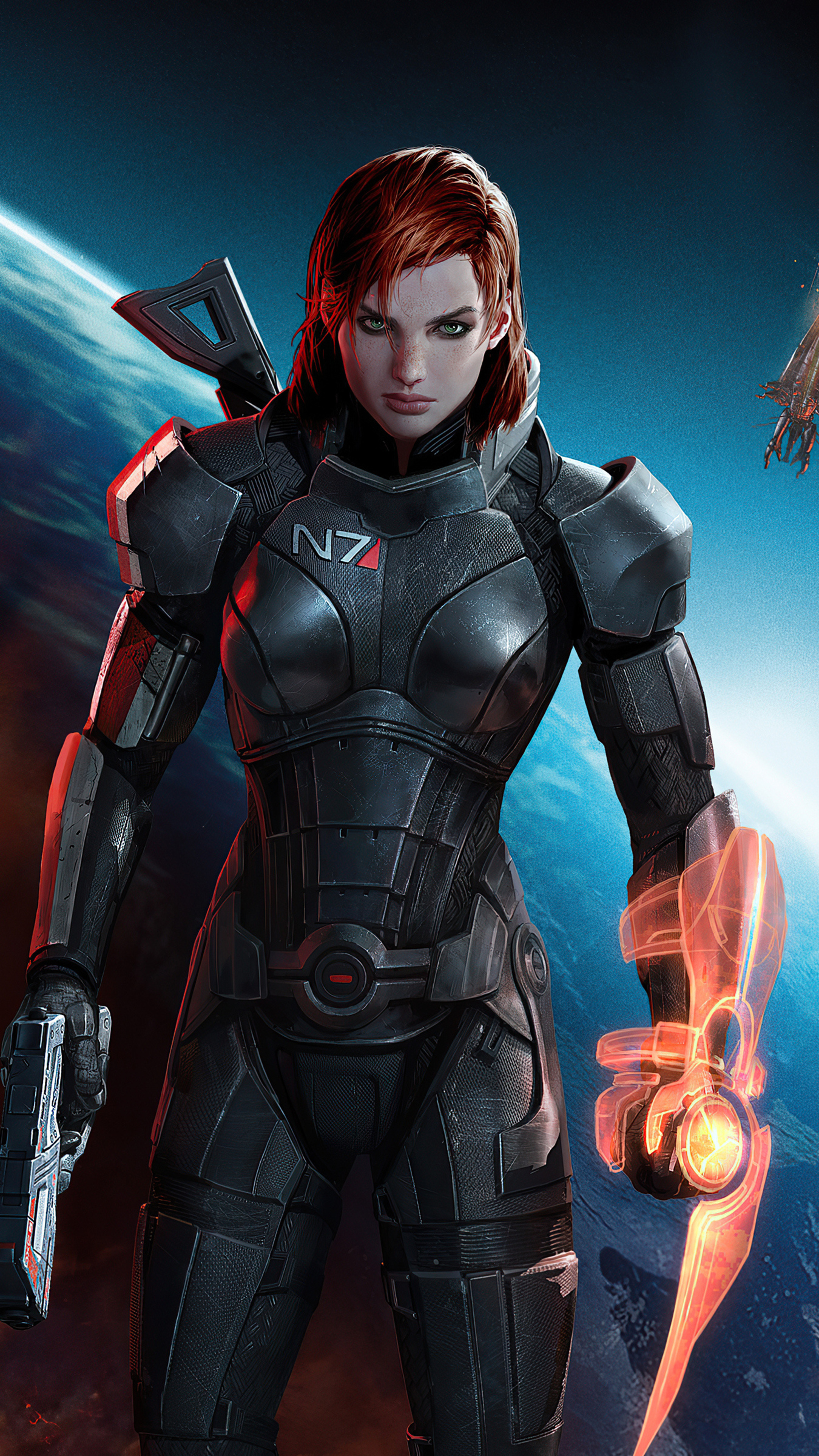 Commander Shepard female, Mass Effect 3 Wallpaper, 2160x3840 4K Phone