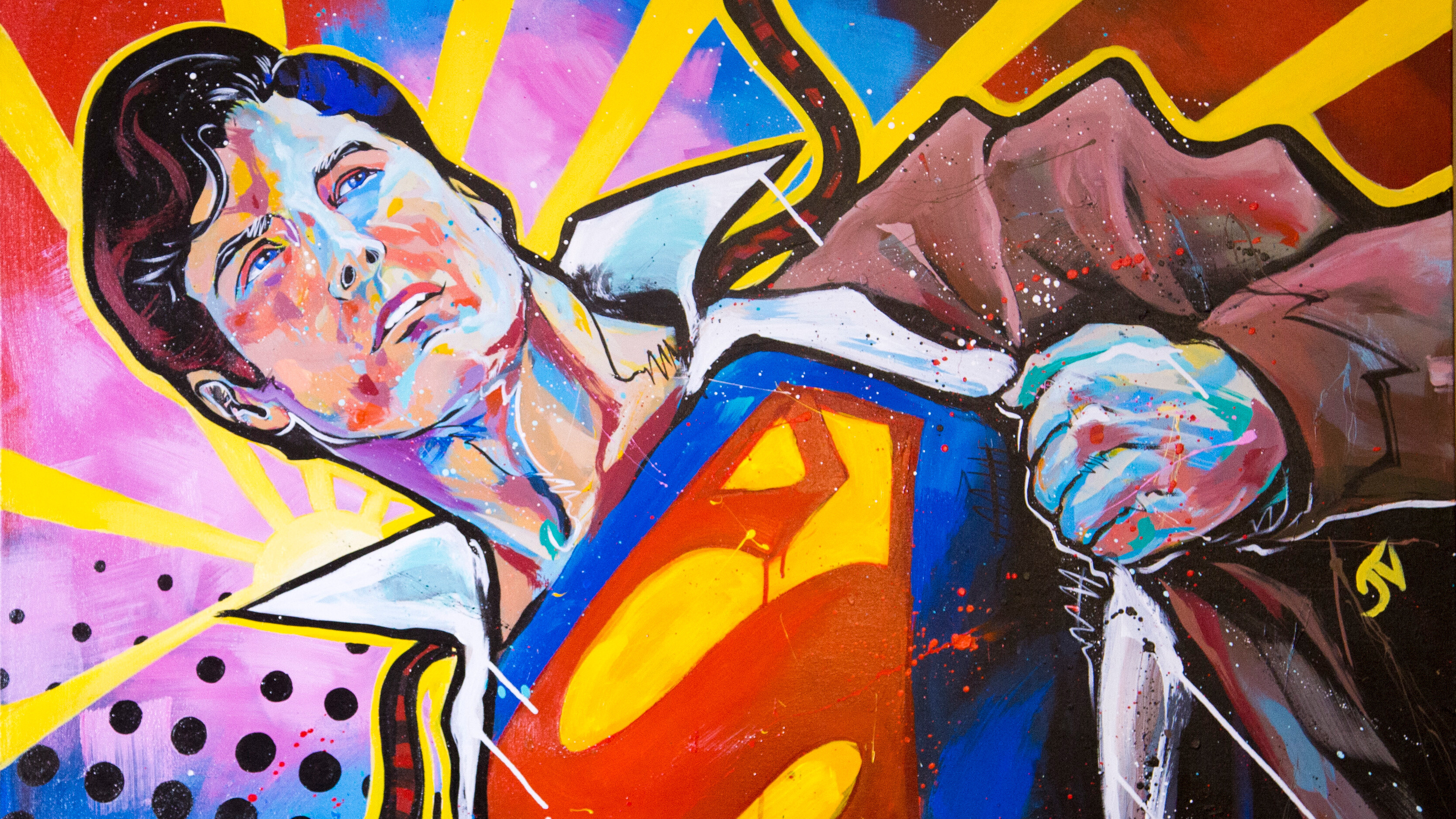 Superman, Pop Art Wallpaper, 3340x1880 HD Desktop