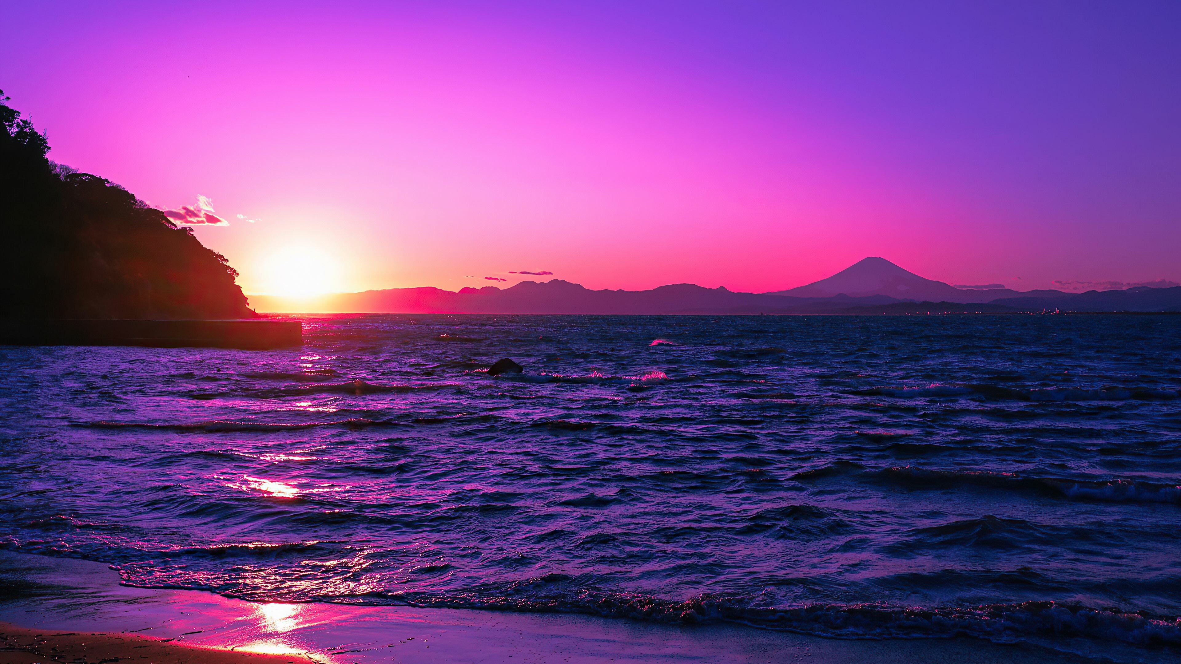 4K purple sunset, Stunning wallpaper, Captivating colors, Mesmerizing, 3840x2160 4K Desktop