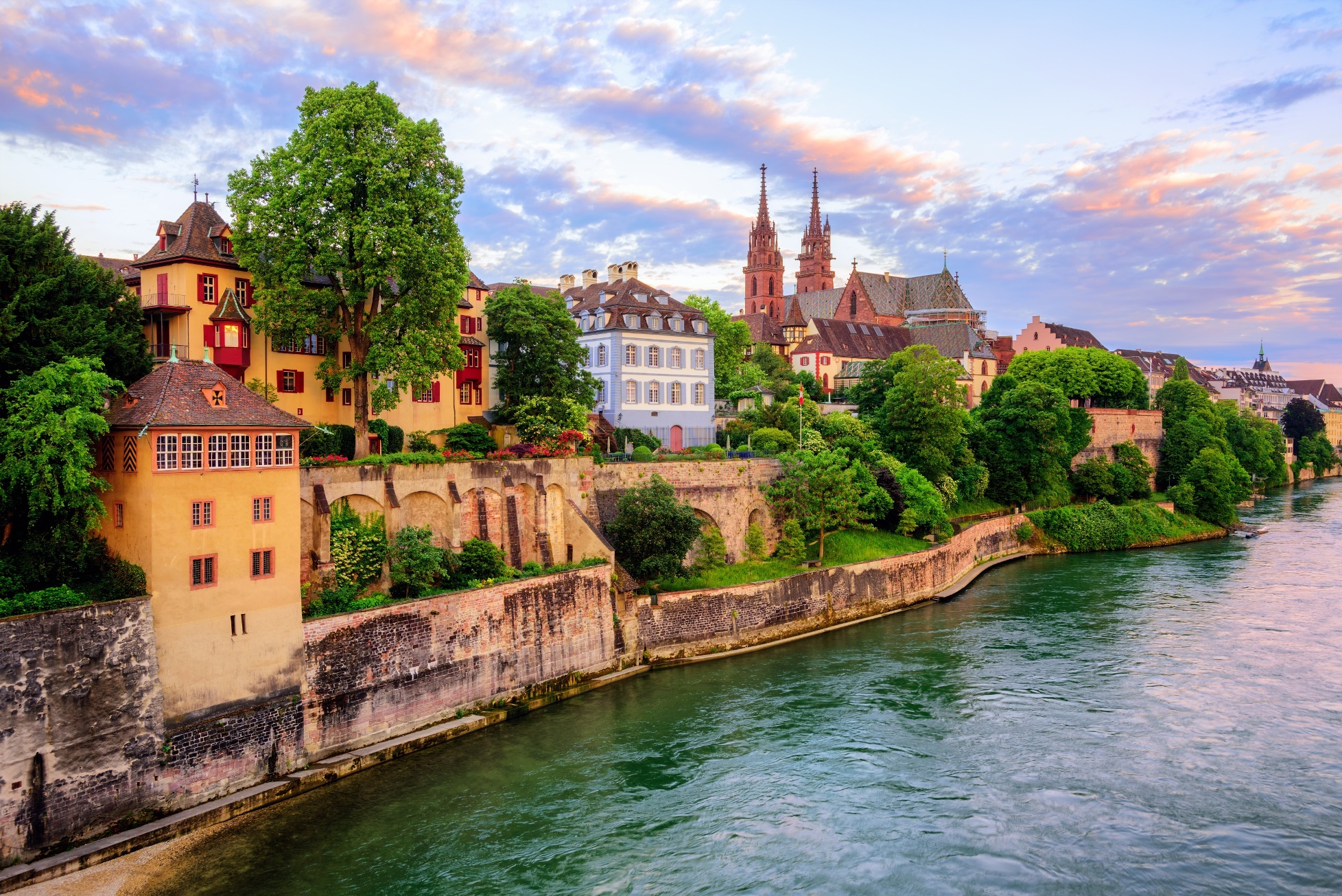 Rhine River, Basel wallpapers, Backgrounds, 1960x1310 HD Desktop