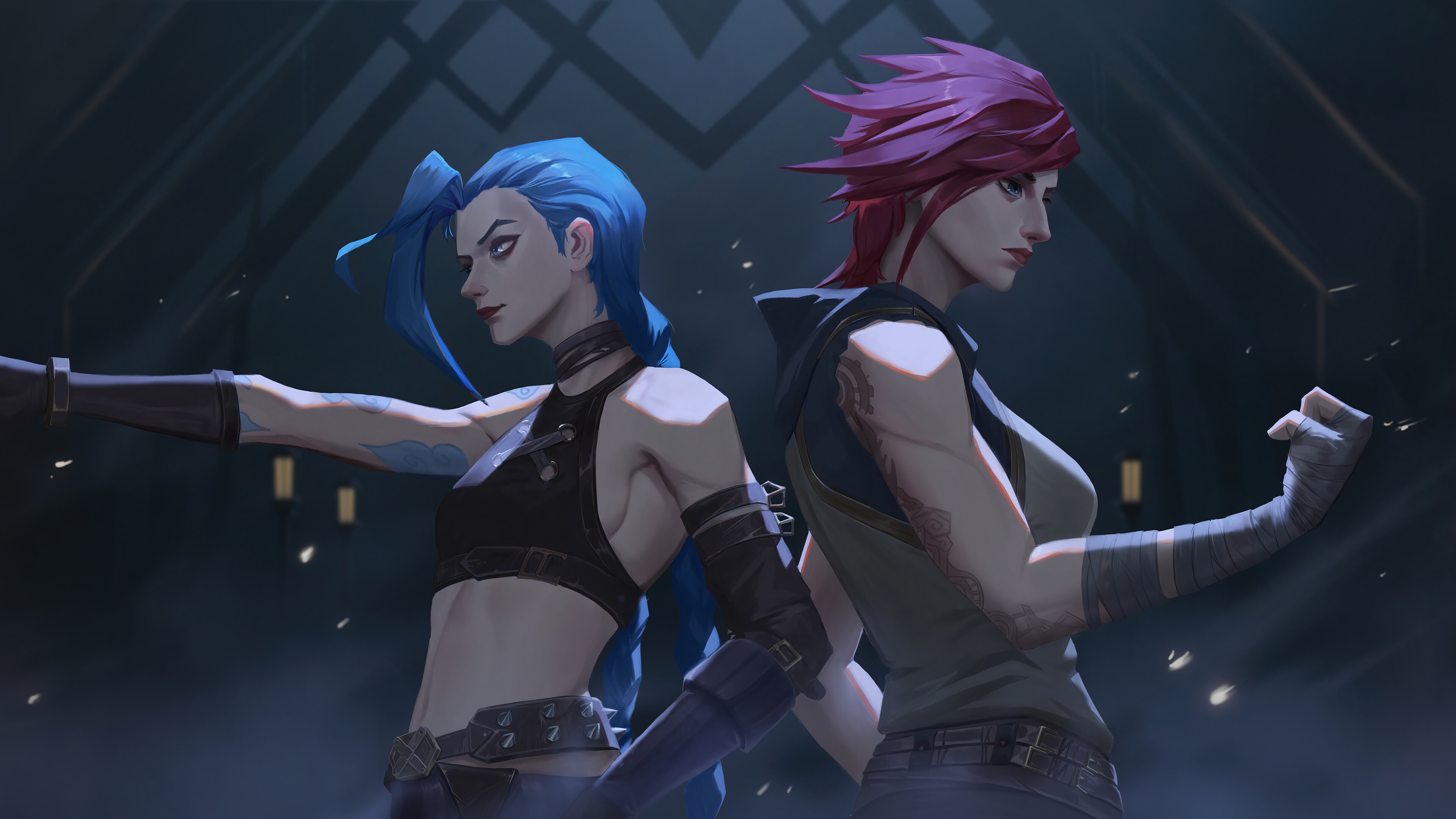 Arcane: League of Legends, Jinx and Vi, Animation, 3840x2160 4K Desktop