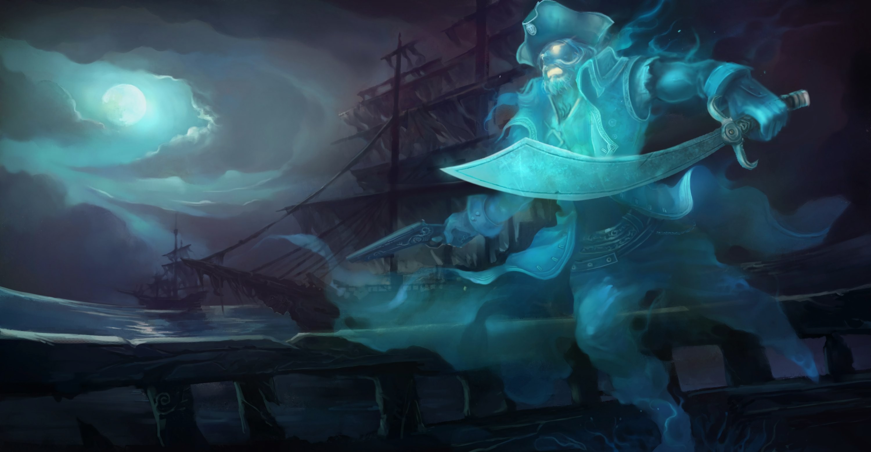 Spooky, Gangplank, Wallpapers, Fan arts, 3000x1560 HD Desktop