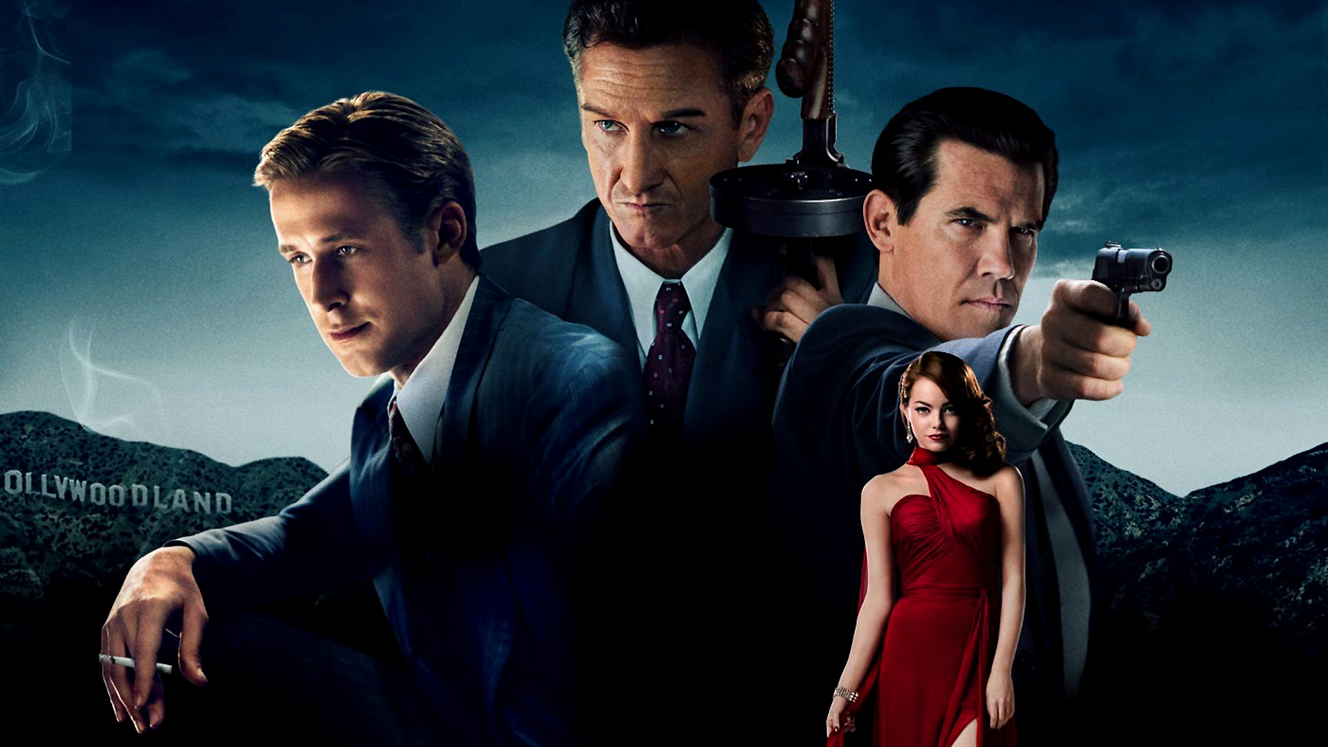 Sean Penn, Gangster Emma Stone, Josh Brolin, 1920x1080 Full HD Desktop