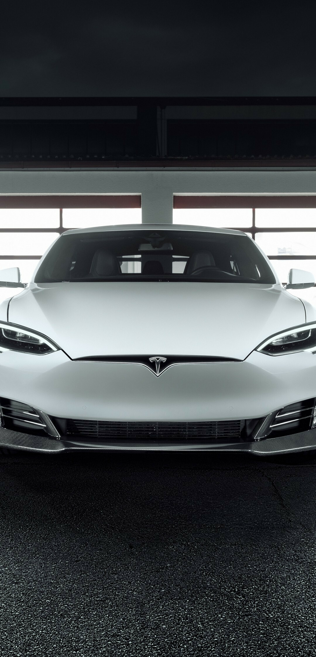 Tesla Model S, Electric car wallpapers, Front view perspective, Elegant white design, 1080x2250 HD Phone