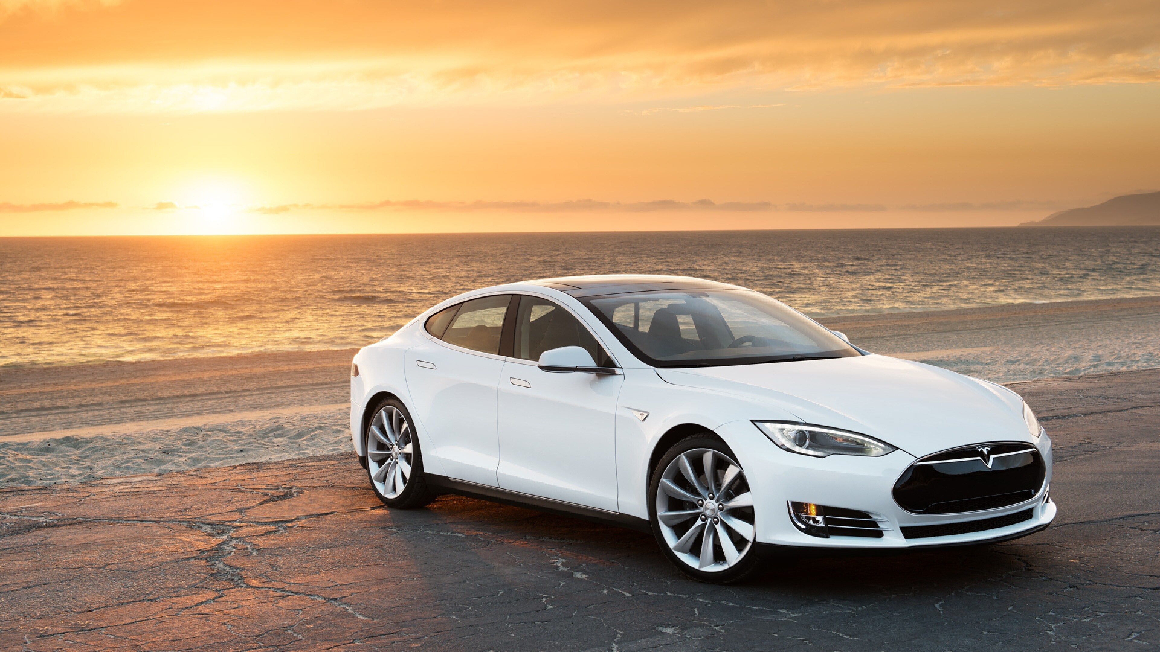 Tesla Model S, Download wallpaper, Sea and sunshine, Stunning 4K imagery, 3840x2160 4K Desktop