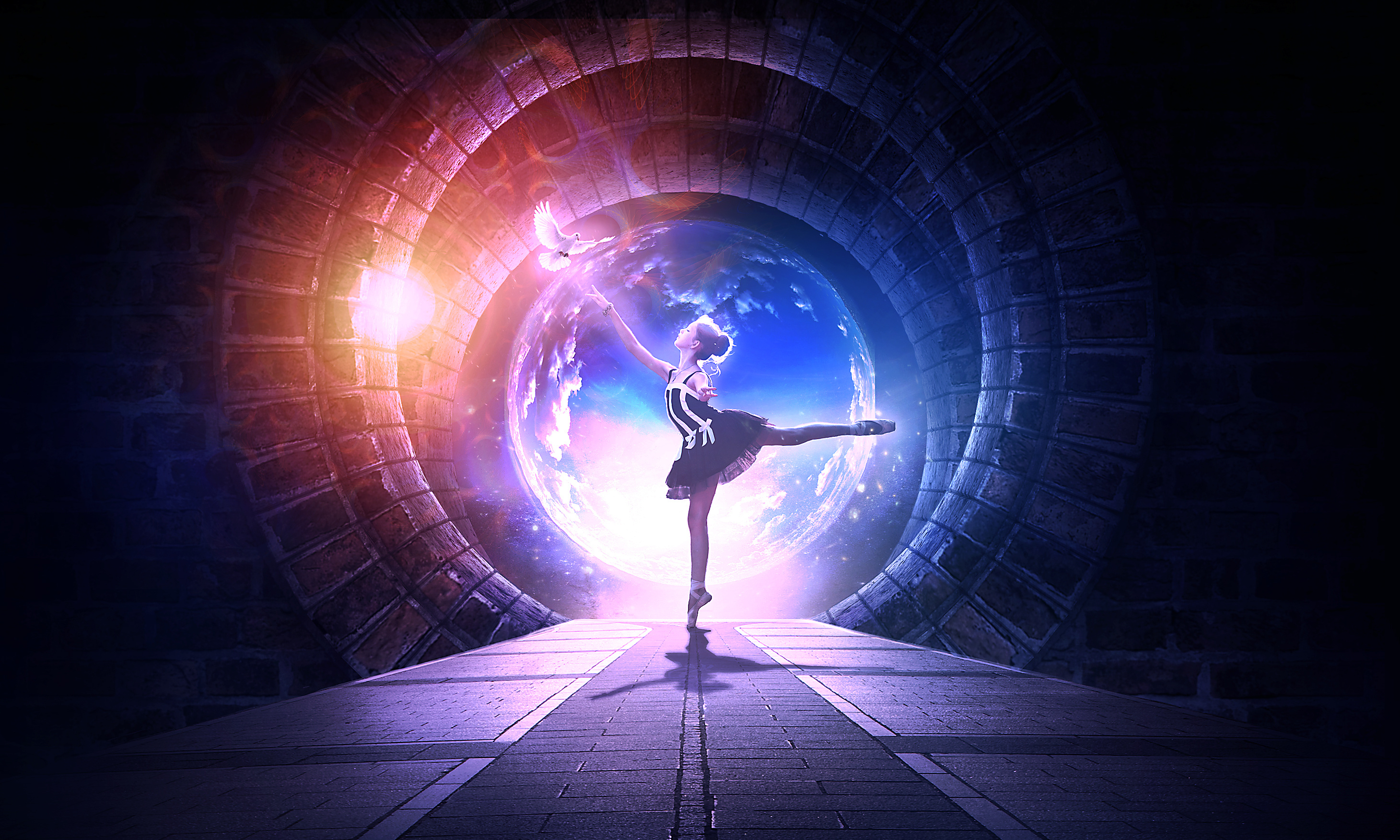 Night dances, Angelic ballet, Fantasy HD artist, Captivating wallpapers, 2920x1760 HD Desktop