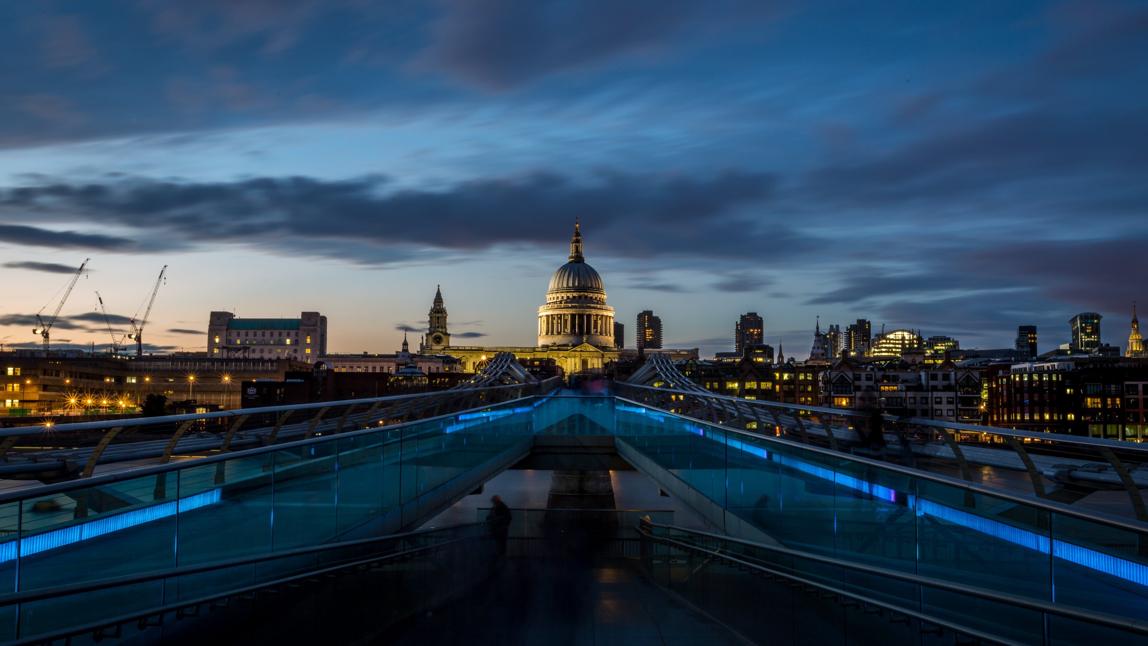 St. Paul's Cathedral, Millennium Bridge, 4k ultra HD, Background image, 3840x2160 4K Desktop