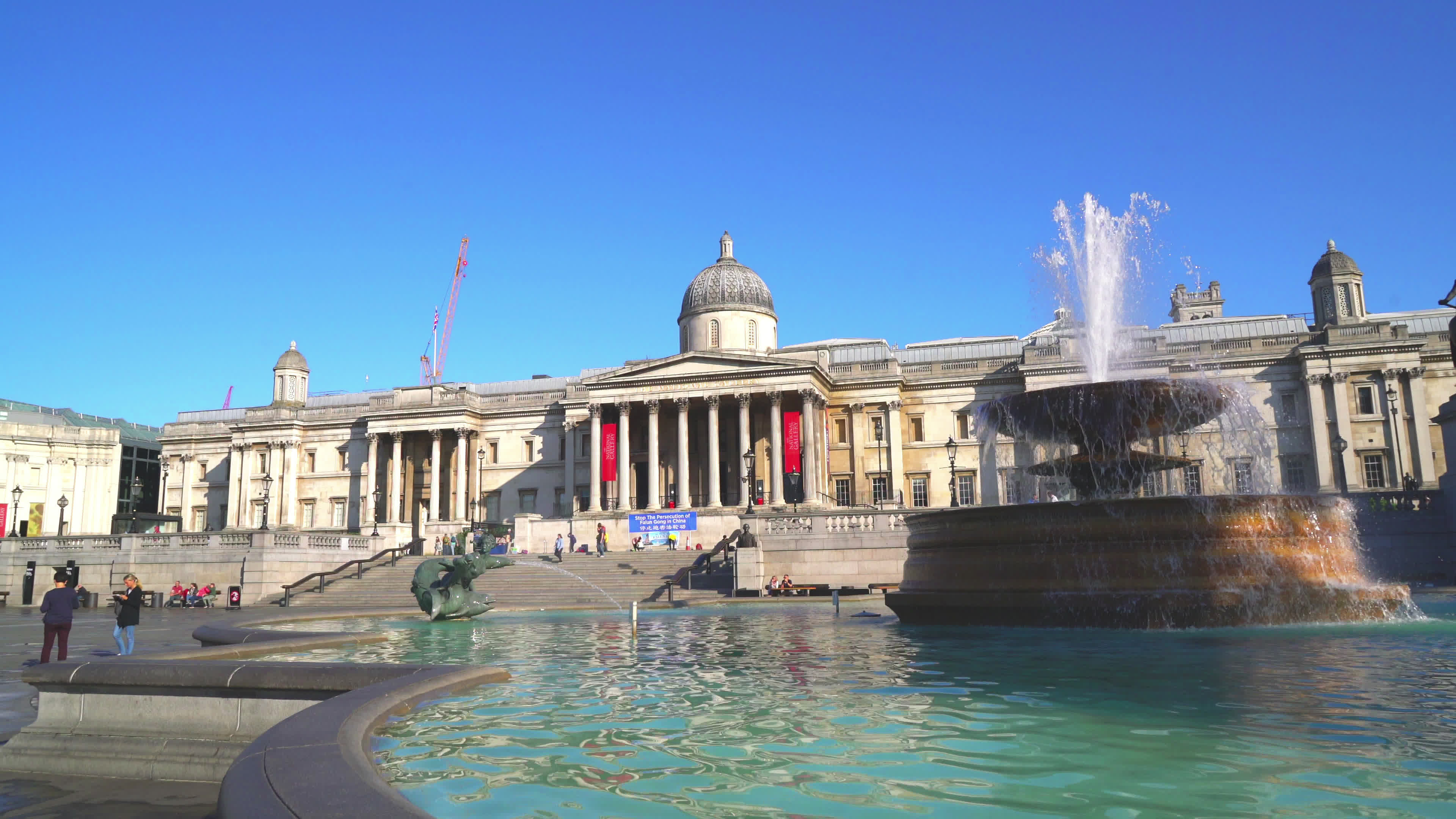 Trafalgar Square, London attraction, Historical significance, Captivating video footage, 3840x2160 4K Desktop