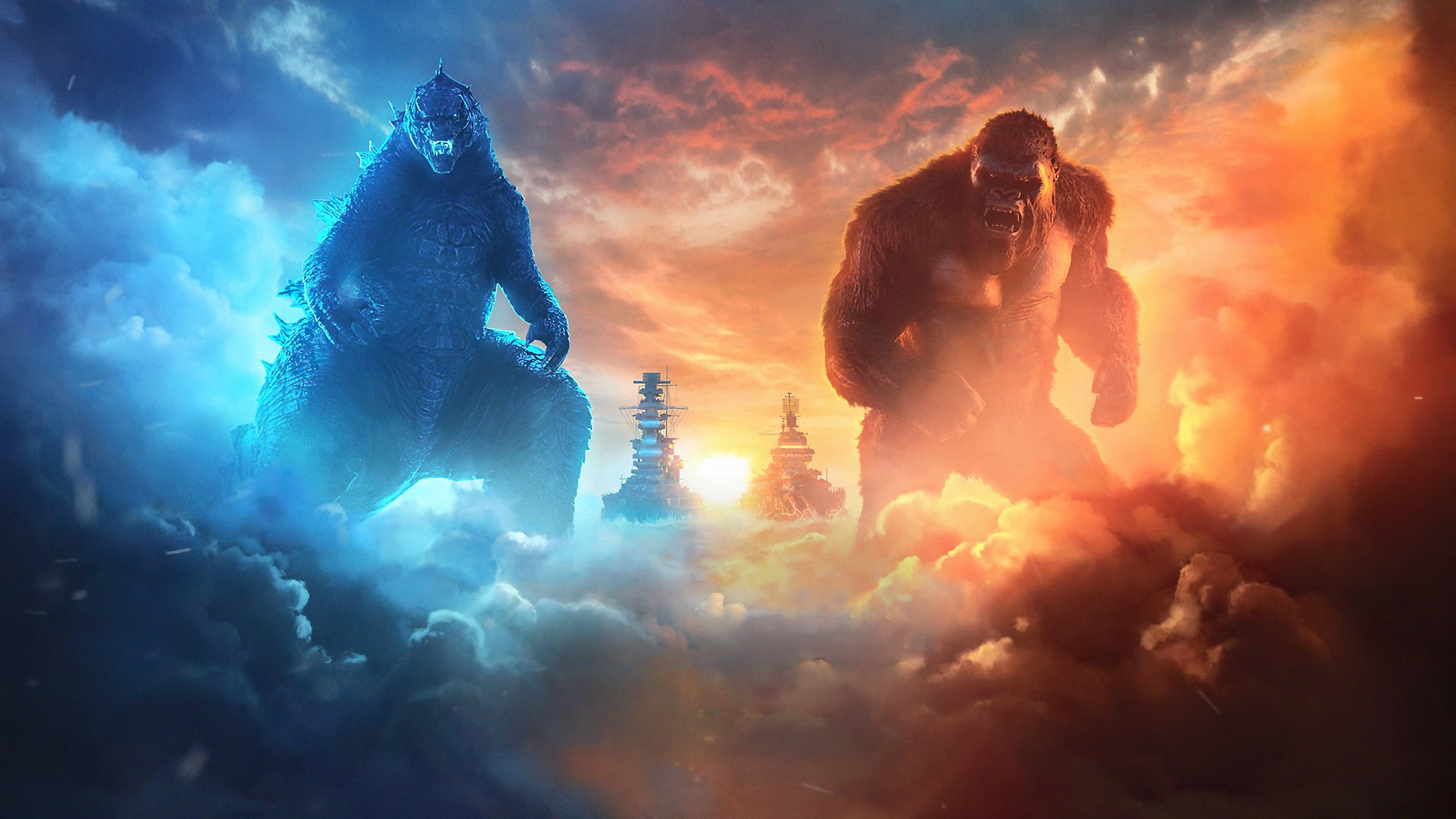 Godzilla vs. Kong, Godzilla and Kong clash, Stunning visuals, Action-packed, 3840x2160 4K Desktop