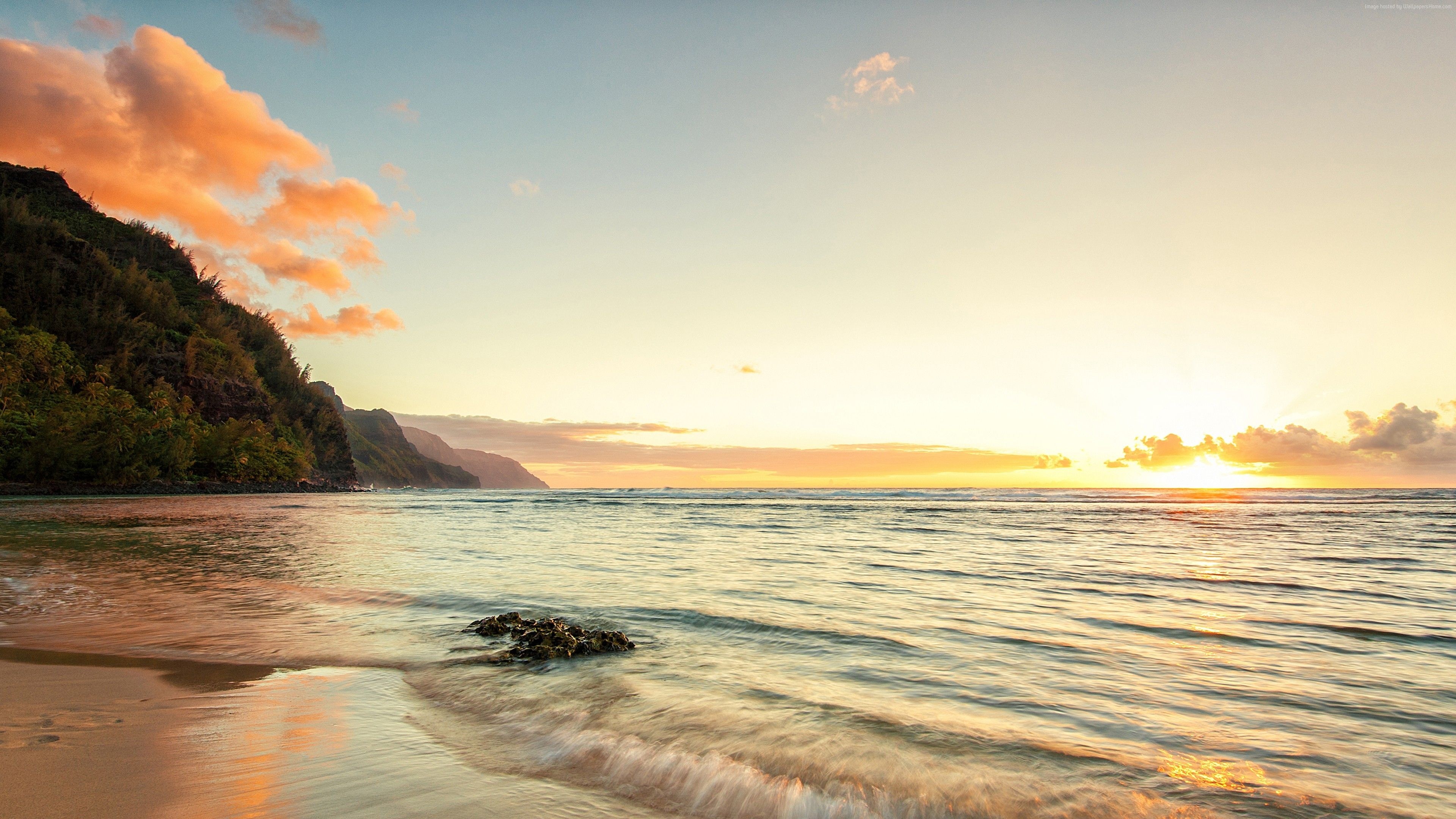 Ke Beach, Hawaiian Ocean Wallpaper, 3840x2160 4K Desktop