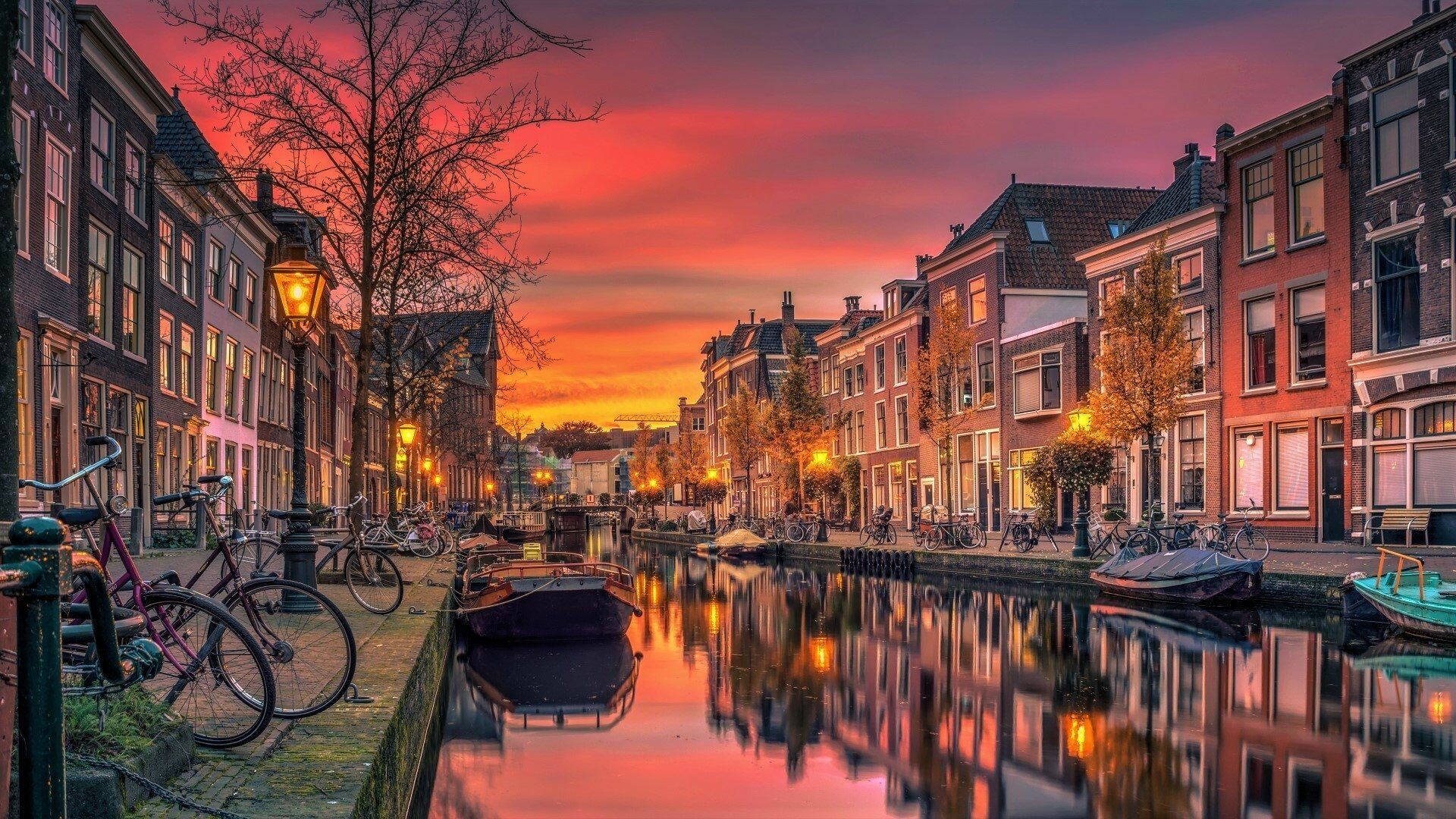 Amsterdam sunset, Breathtaking view, Golden hour, Cityscape wallpaper, 1920x1080 Full HD Desktop