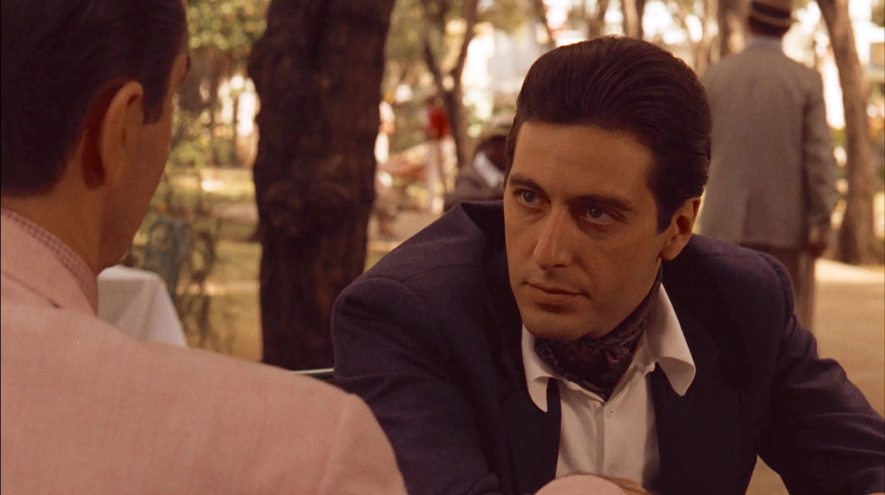 Michael Corleone, Stylish attire, Navy jacket, Classic fashion, 3360x1880 HD Desktop