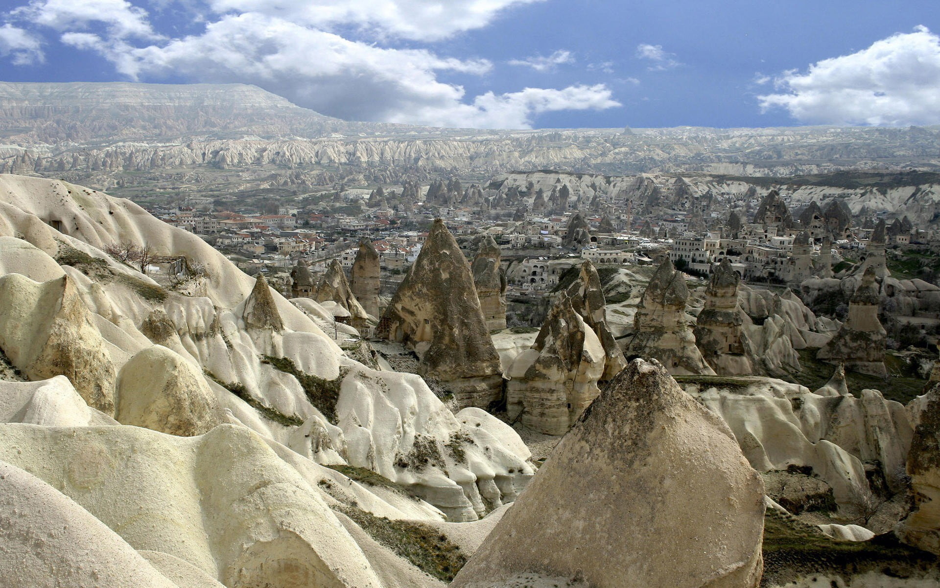 Goreme National Park, Ruins and mountains, Digital wallpaper, Mesmerizing landscape, 1920x1200 HD Desktop