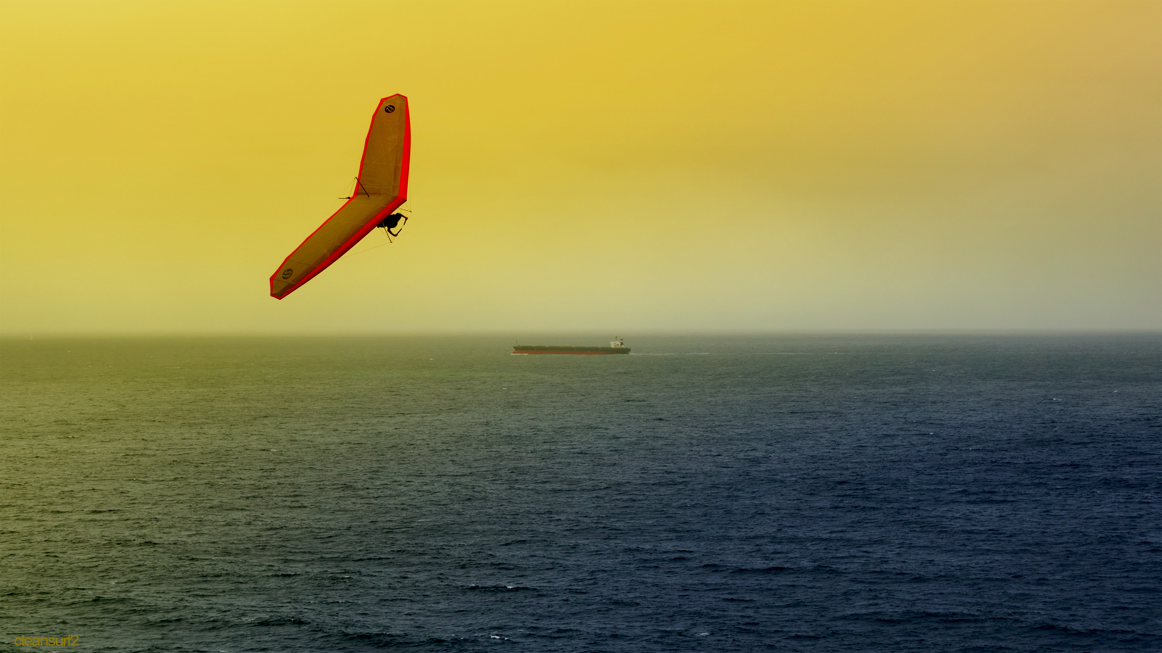 Ocean sunset, Vibrant colors, Newcastle ship, Aerial view, 3840x2160 4K Desktop