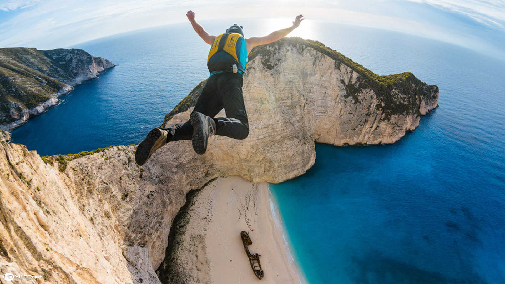 Navagio Beach, BASE Jumping Wallpaper, 1920x1080 Full HD Desktop