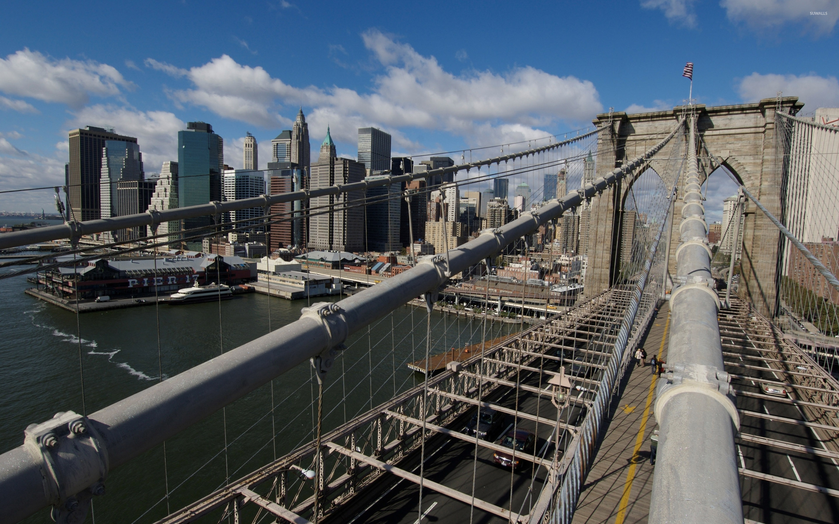 Aerial view, Brooklyn Bridge Wallpaper, 2880x1800 HD Desktop