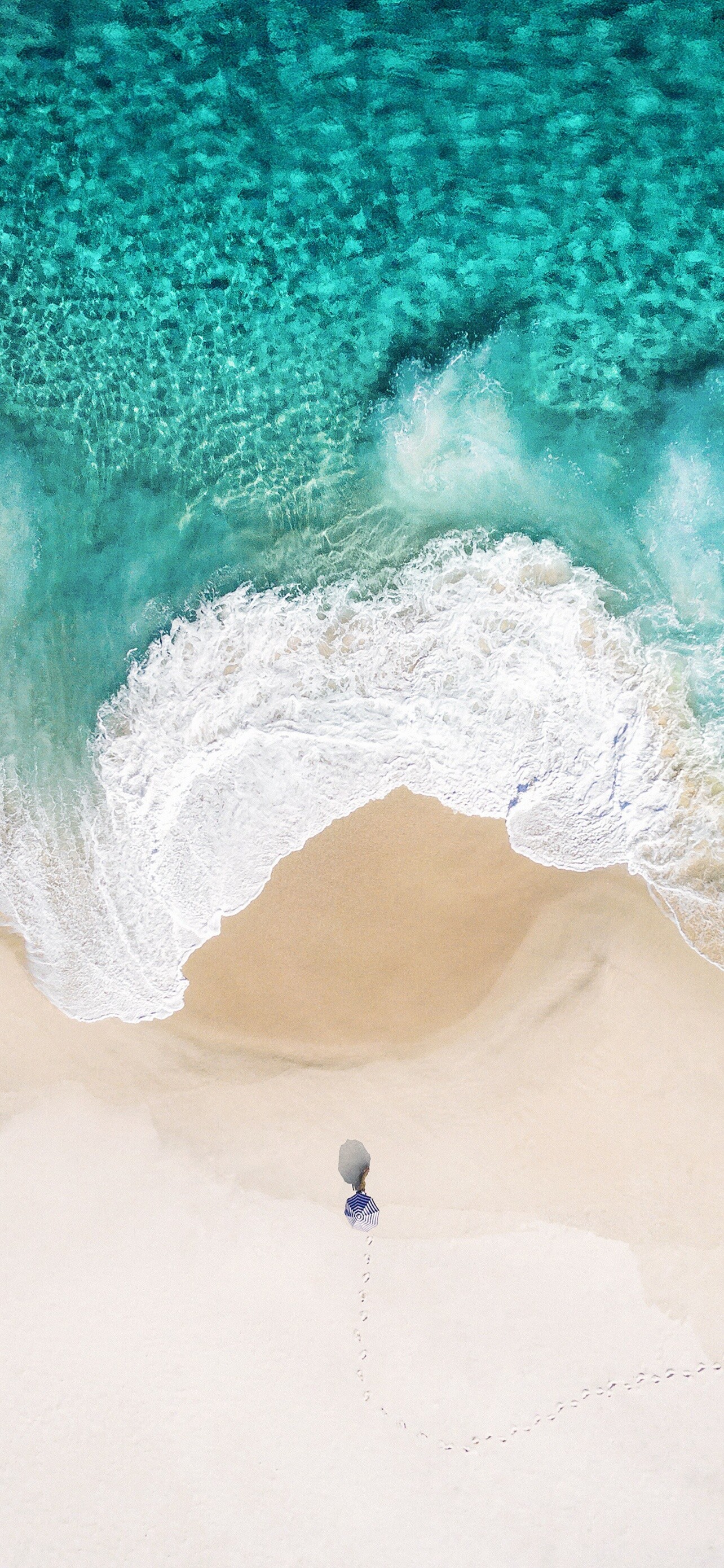 Aerial view beach, Ocean beauty, iOS 10 stock, Natural wonder, 1290x2780 HD Phone