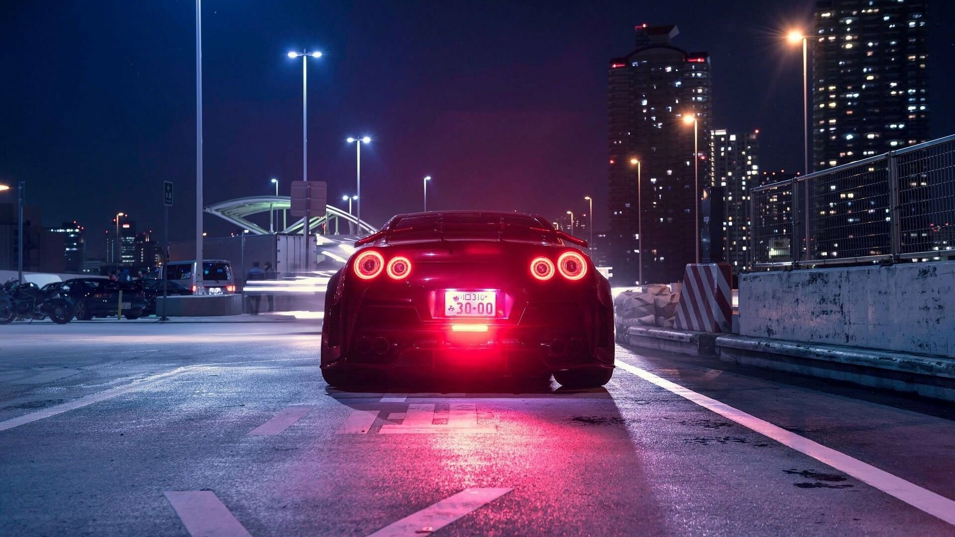 Wallpaper Nissan GT-R, Japanese cars, Captivating night city, Automotive beauty, 1920x1080 Full HD Desktop