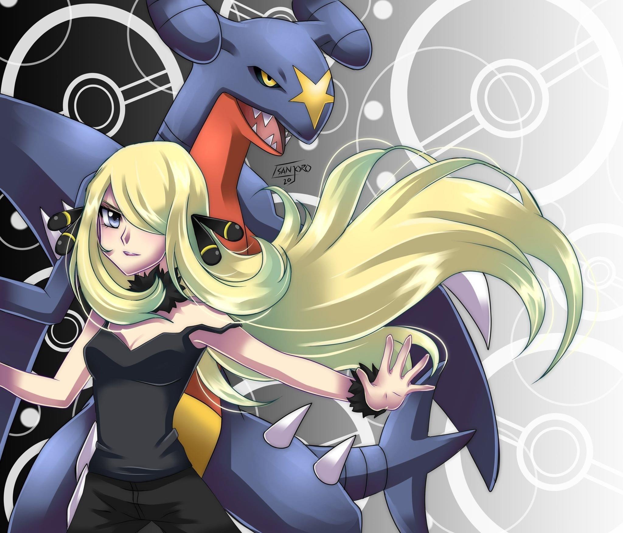 Garchomp and Cynthia, Gaming Pokmon, Memorable duo, Legendary partnership, 2050x1760 HD Desktop