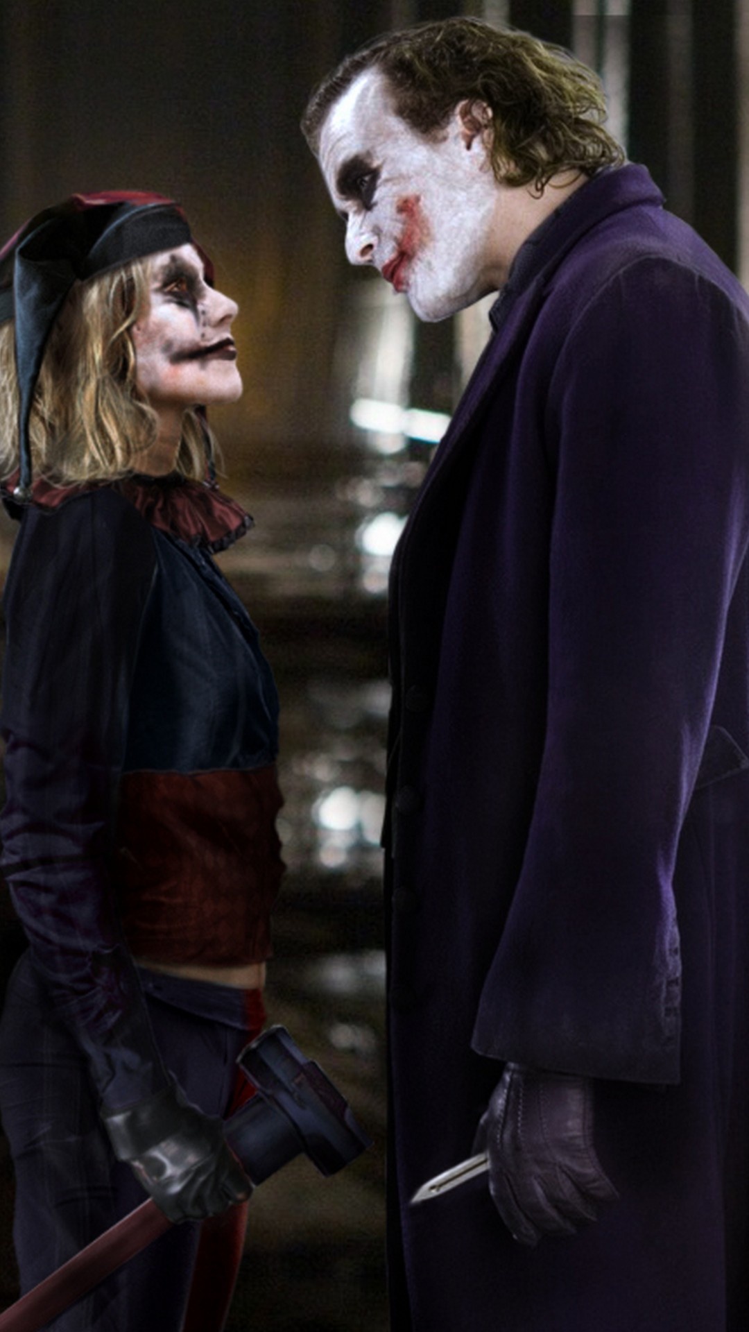 Joker and Harley Quinn, Heath Ledger (Joker) Wallpaper, 1080x1920 Full HD Phone