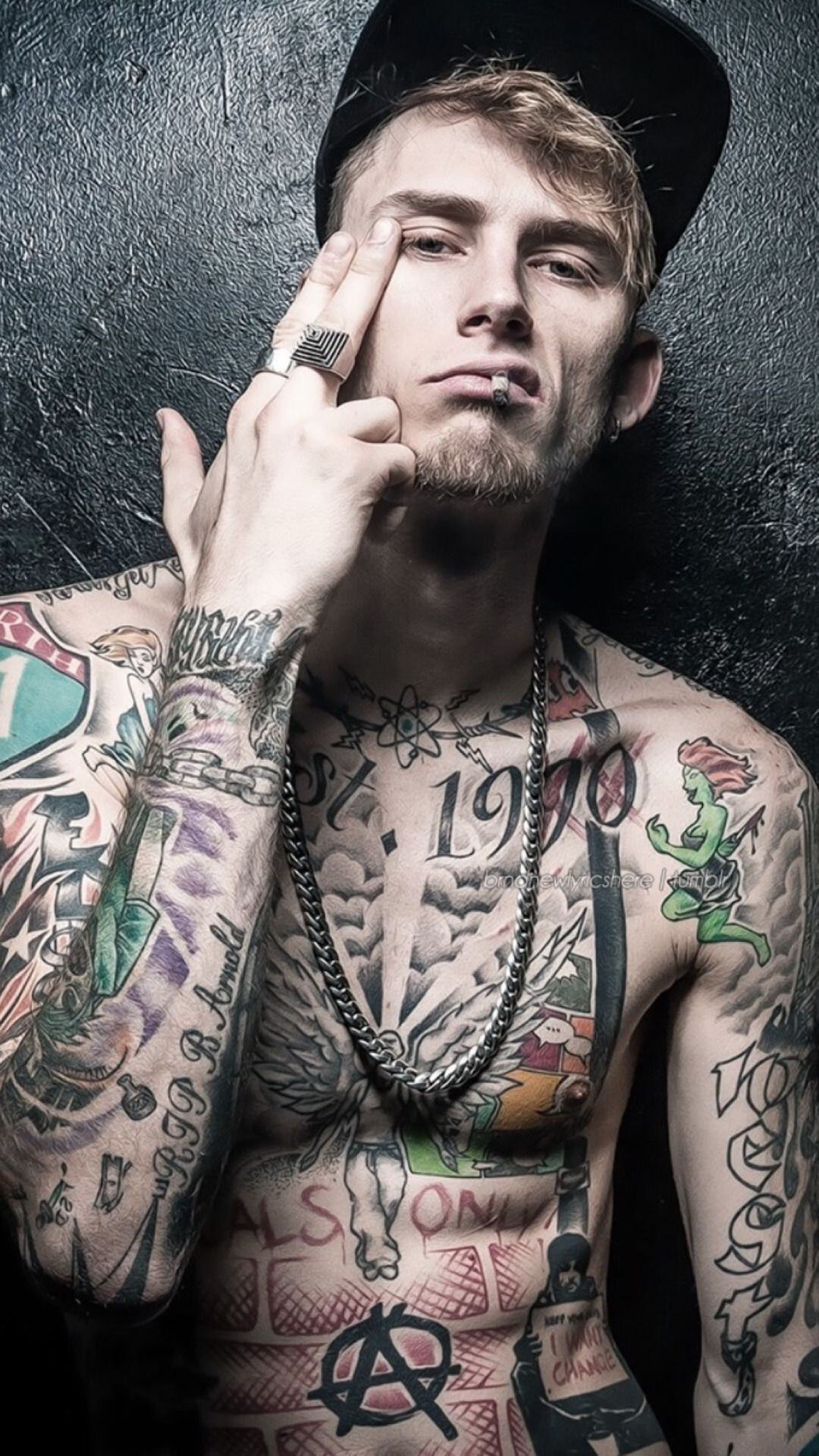 Machine Gun Kelly, Mgk chest tattoo, Acirc 128 cent, Arm tattoo sites, 1080x1920 Full HD Phone