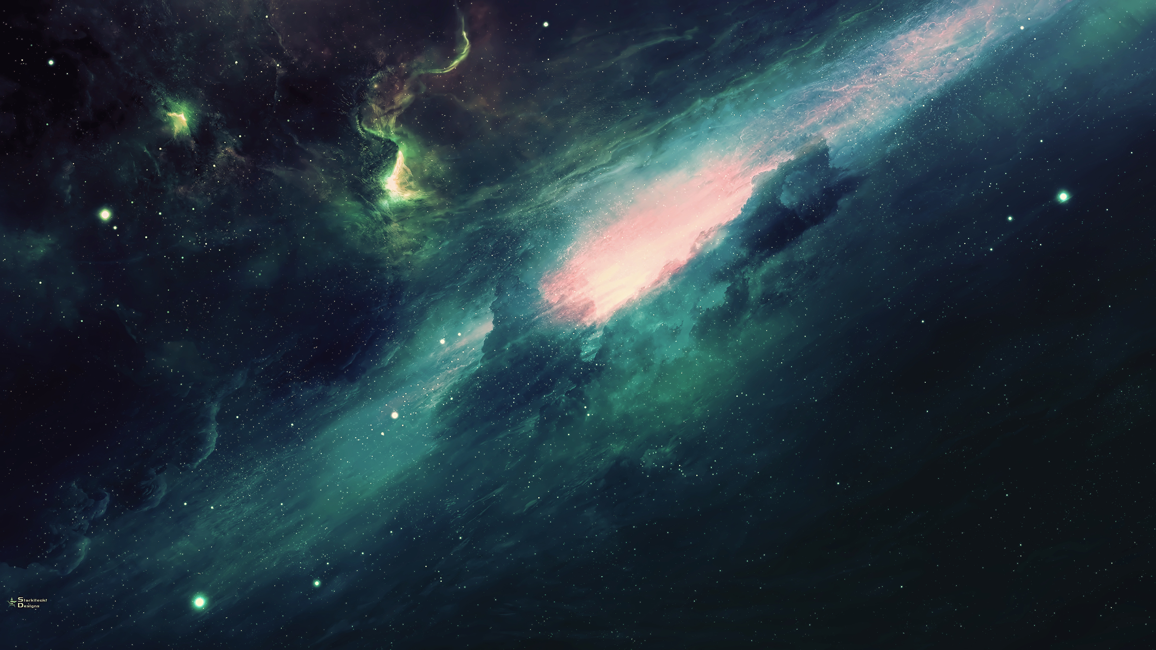 Green Nebula, Digital universe cosmos, Celestial spacescape, Stellar vistas, 3840x2160 4K Desktop