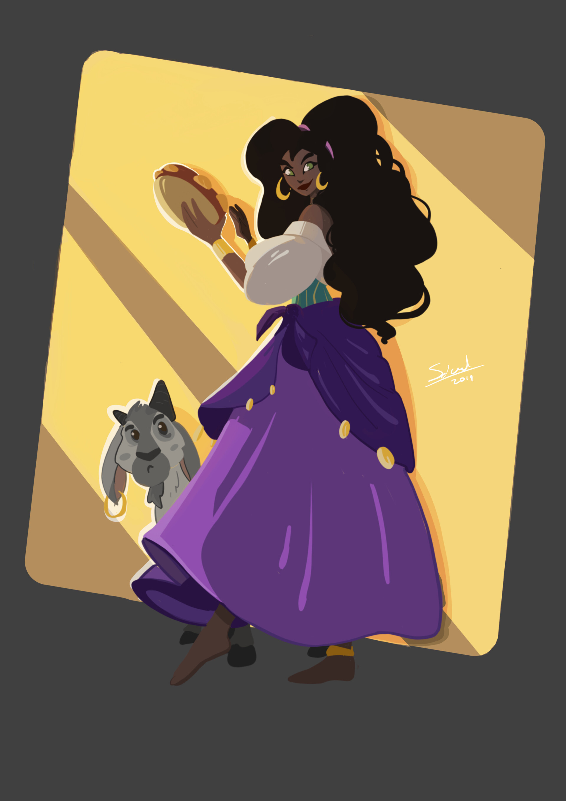 Esmeralda, Hunchback of Notre Dame, Artstation, Djali, 1920x2720 HD Phone