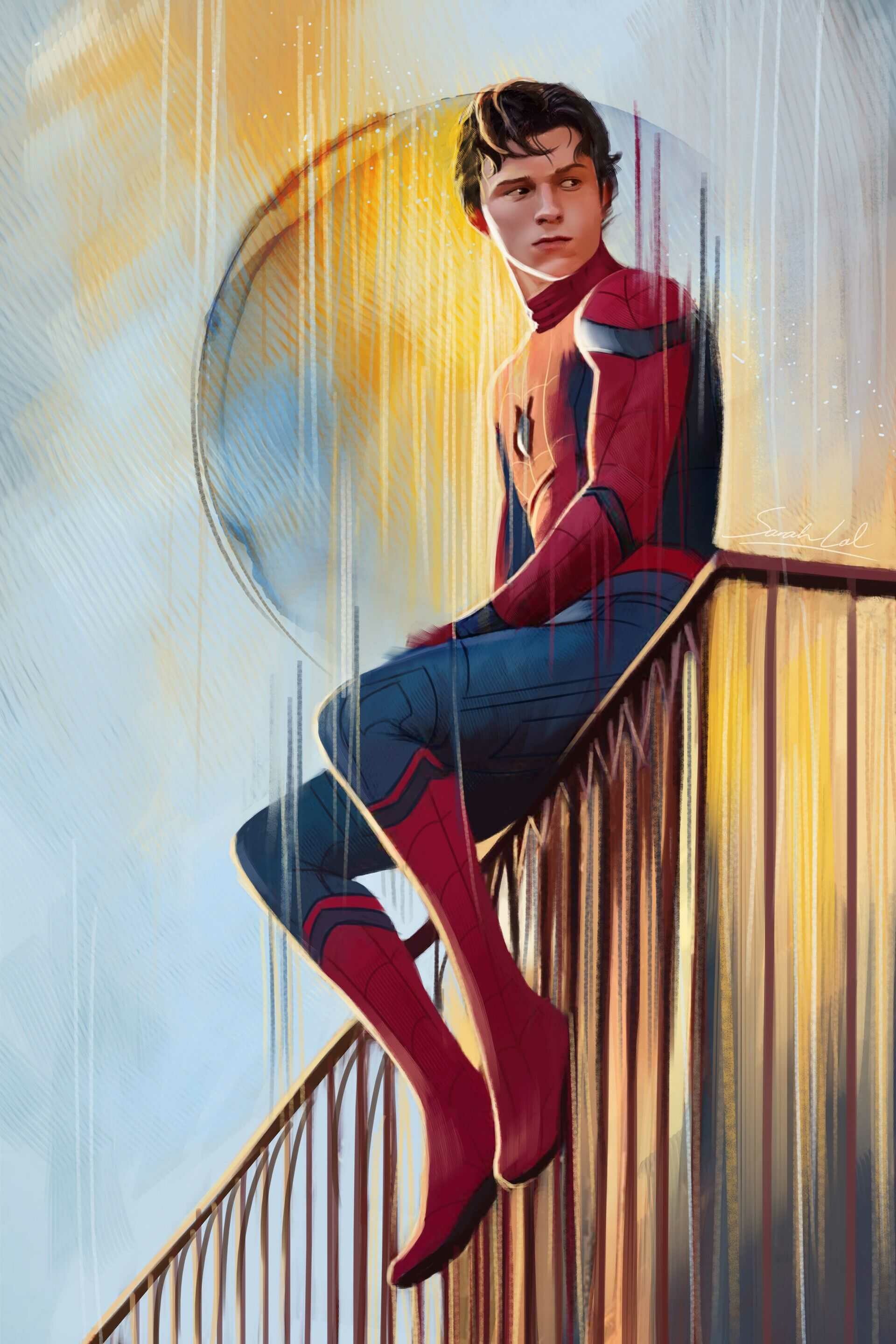 Tom Holland, Wallpaper, Sun, Paint, 1920x2880 HD Phone