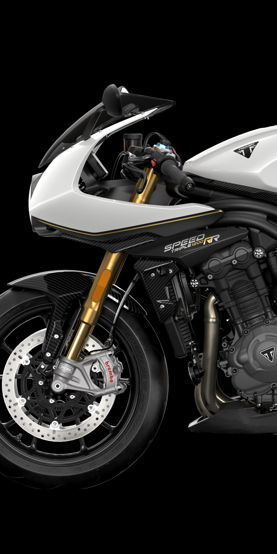 Triumph Speed Triple 1200RS, Black background, 1080x2160 HD Phone