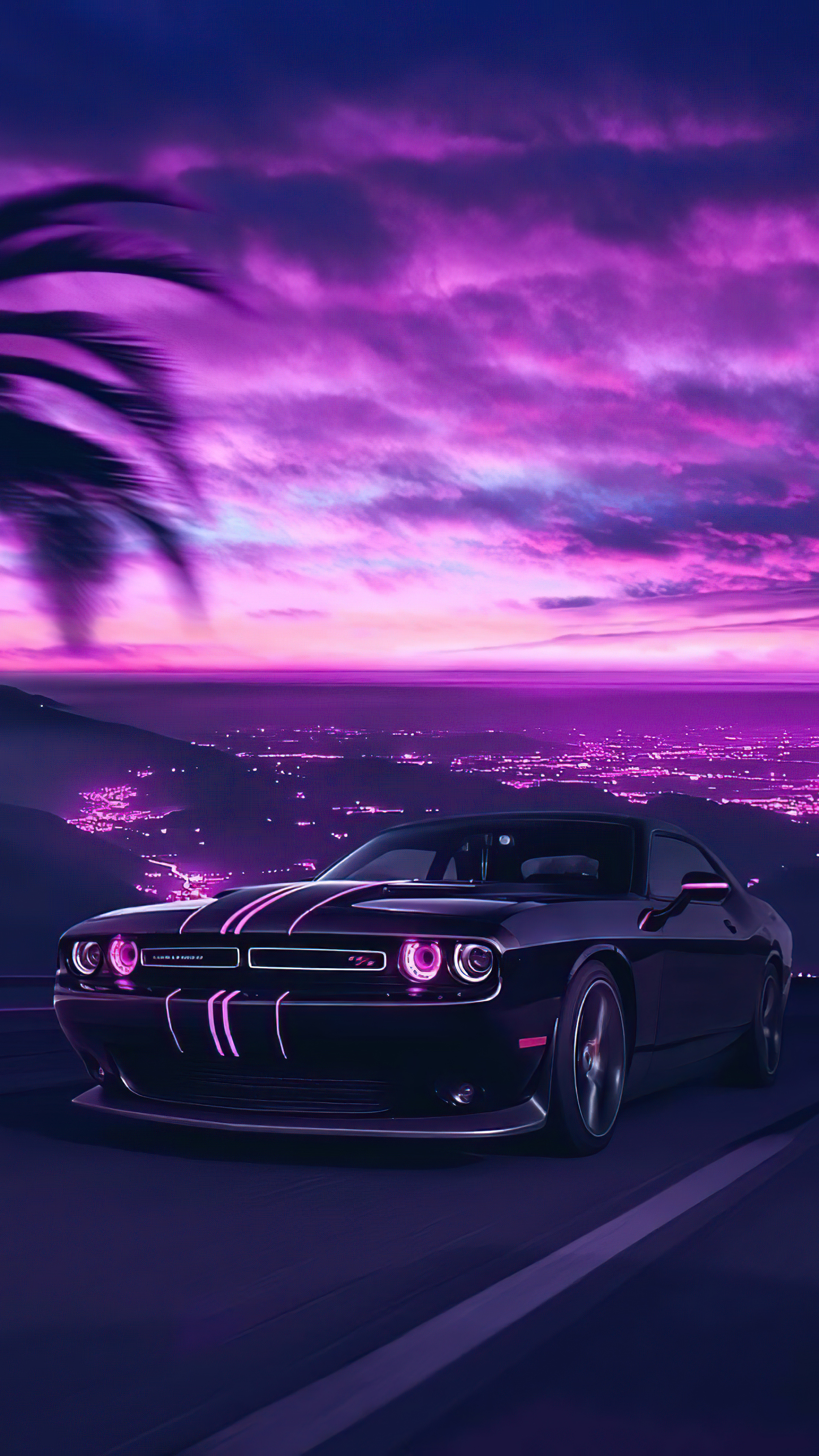 Challenger Vaporwave, Dodge Wallpaper, 2160x3840 4K Phone