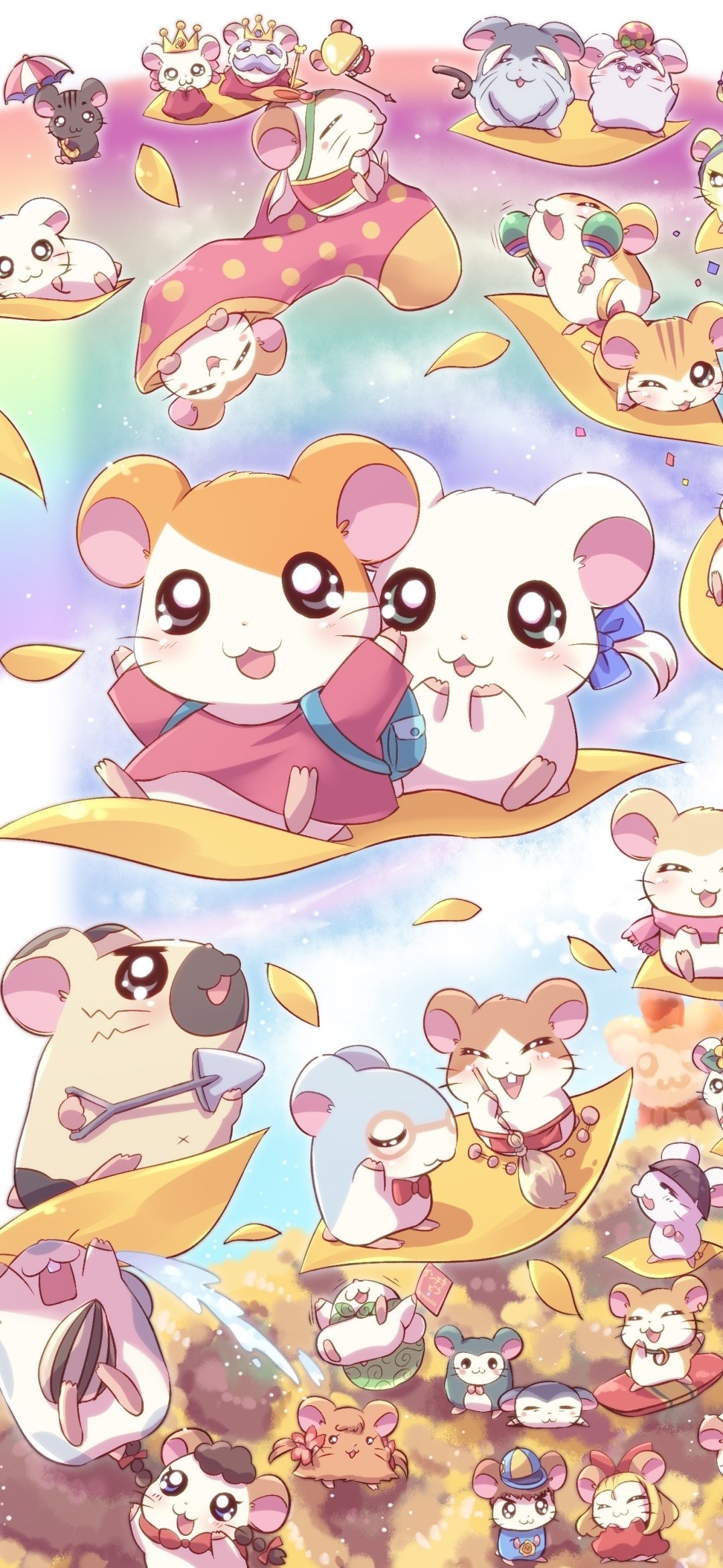 Anime Hamtaro, Cute characters, Animated series, Artistic visuals, 1080x2340 HD Phone