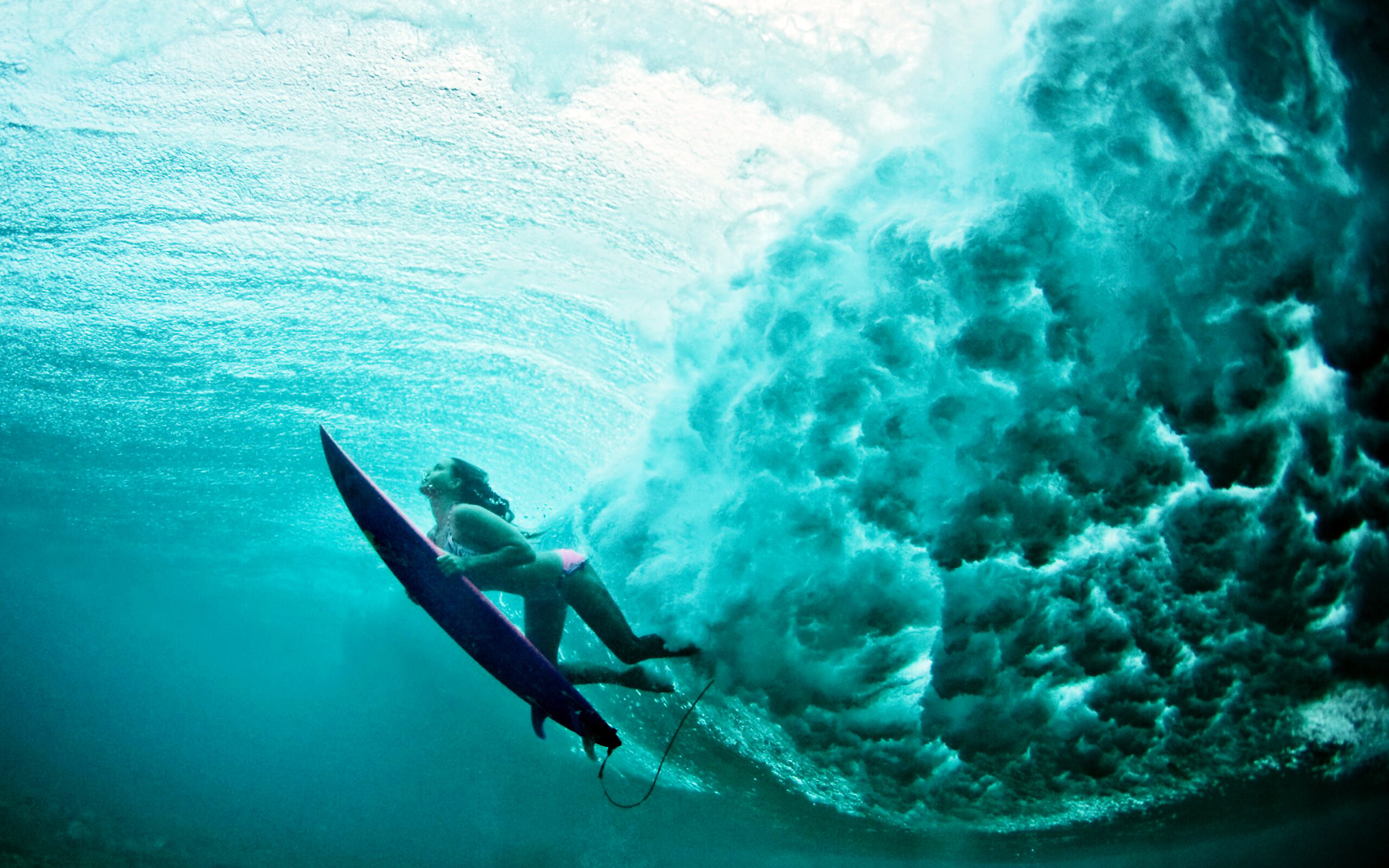 Underwater, Girl Surfing Wallpaper, 2560x1600 HD Desktop