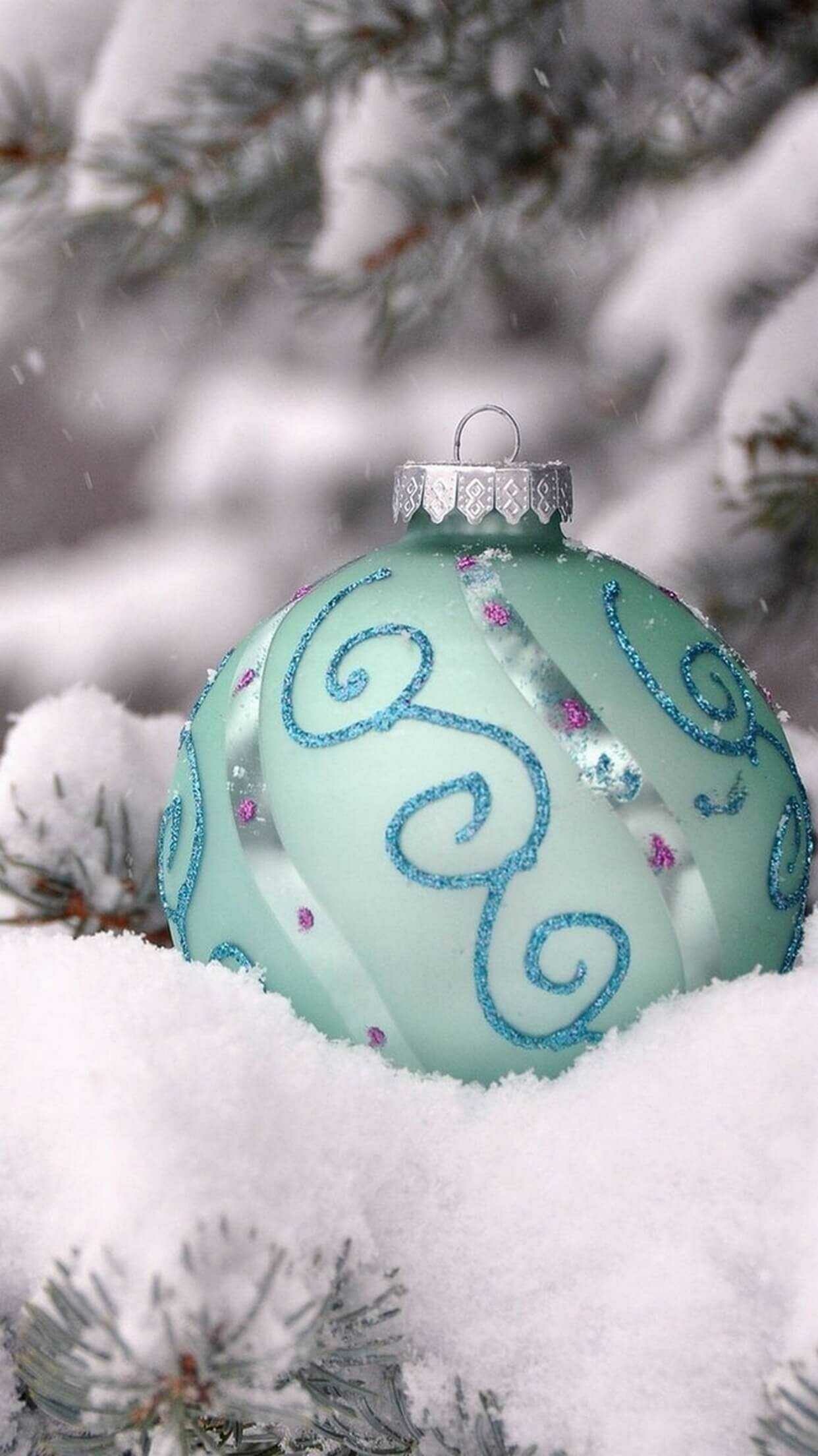 Glistening snow, Festive ornaments, Holiday cheer, Ornament collection, 1250x2210 HD Phone