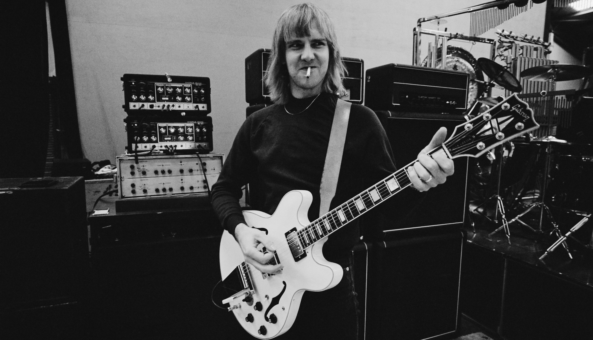 Alex Lifeson, White Gibson ES 355, Auction sale, Guitar Player, 2000x1150 HD Desktop