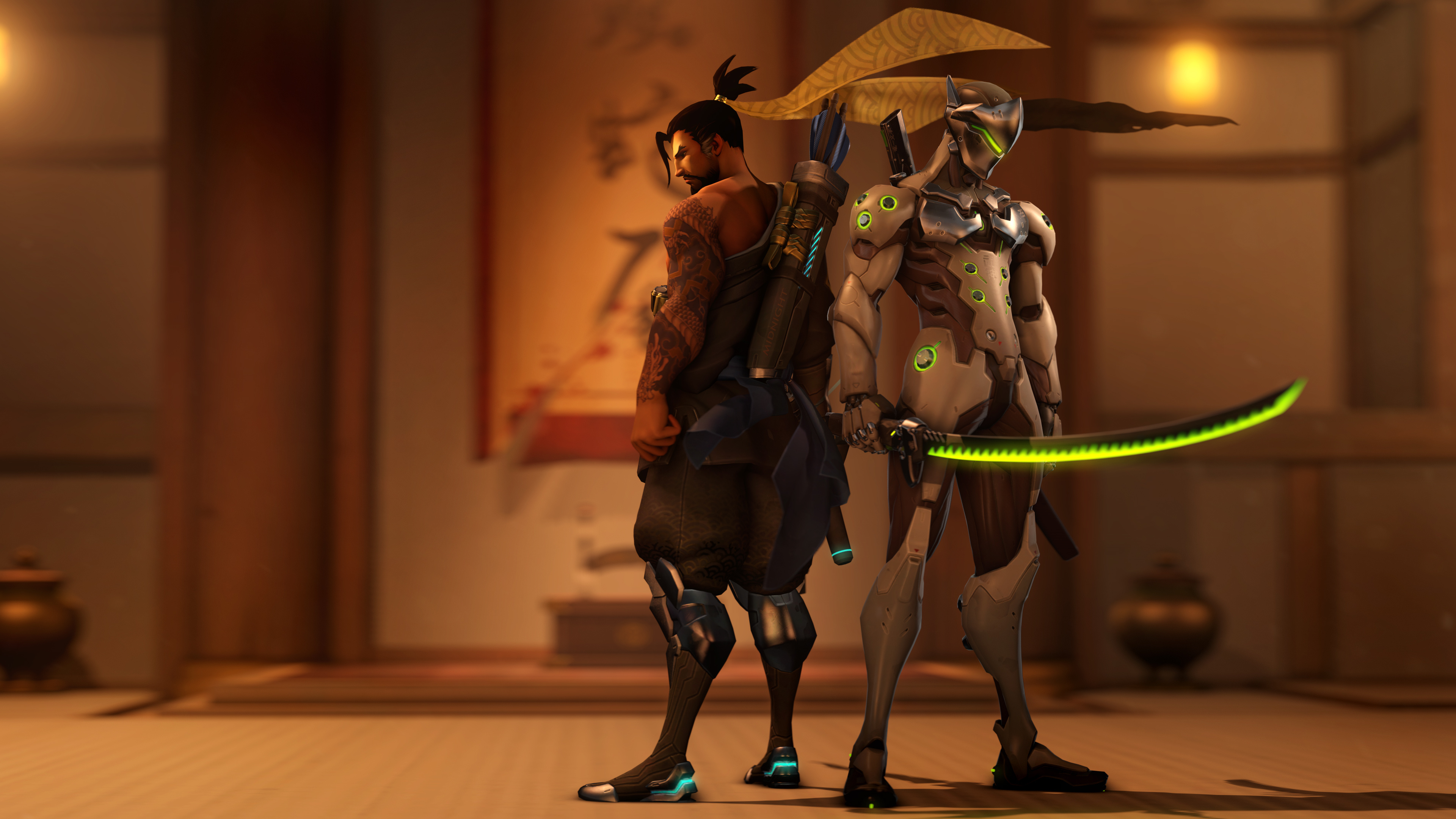 Genji and Hanzo, Games wallpapers, 3840x2160 4K Desktop