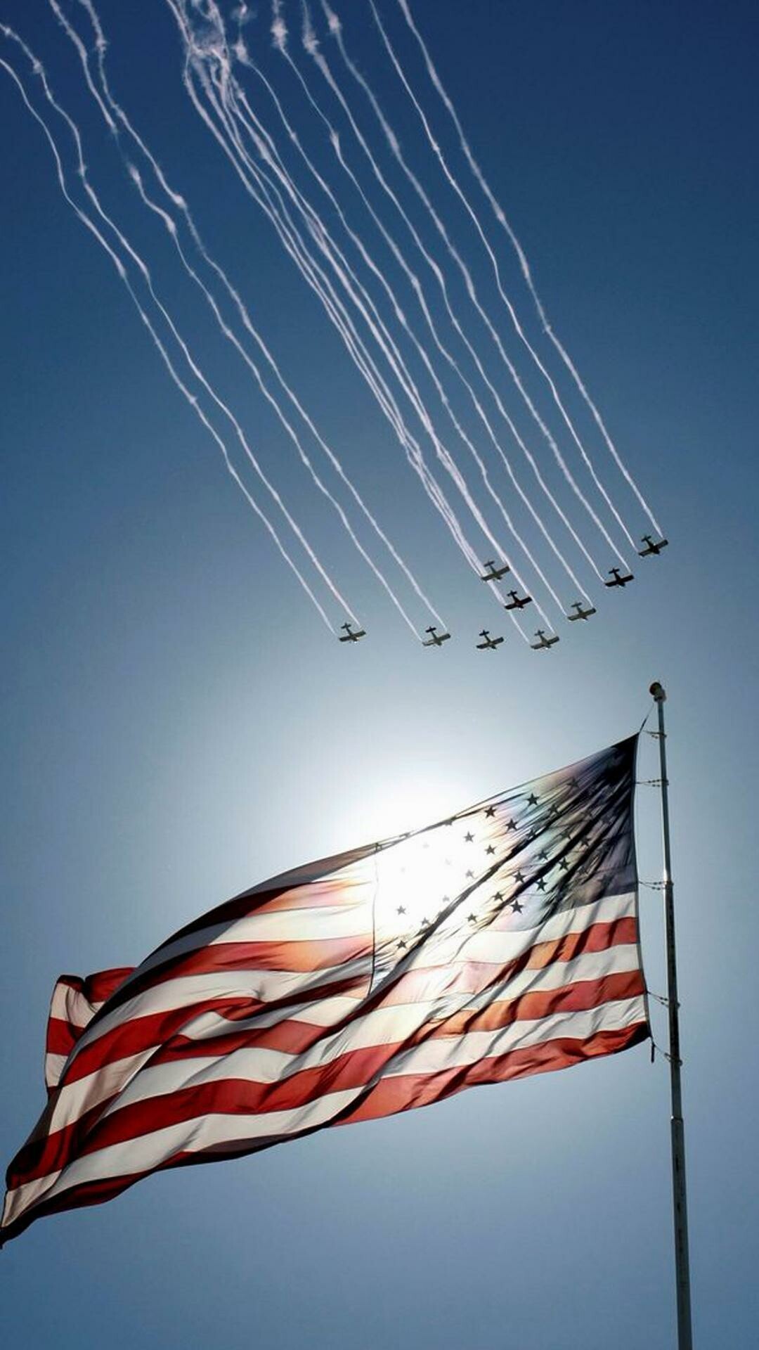 Flag and Planes, Independence Day (USA) Wallpaper, 1080x1920 Full HD Phone