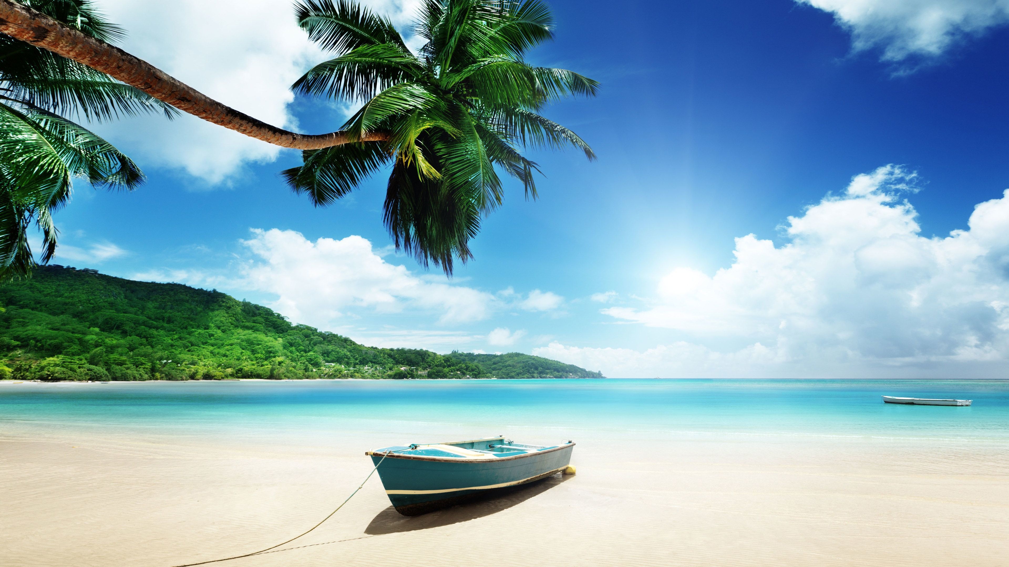 Boat clear sky, Clouds sea, Nature posters, 3840x2160 4K Desktop