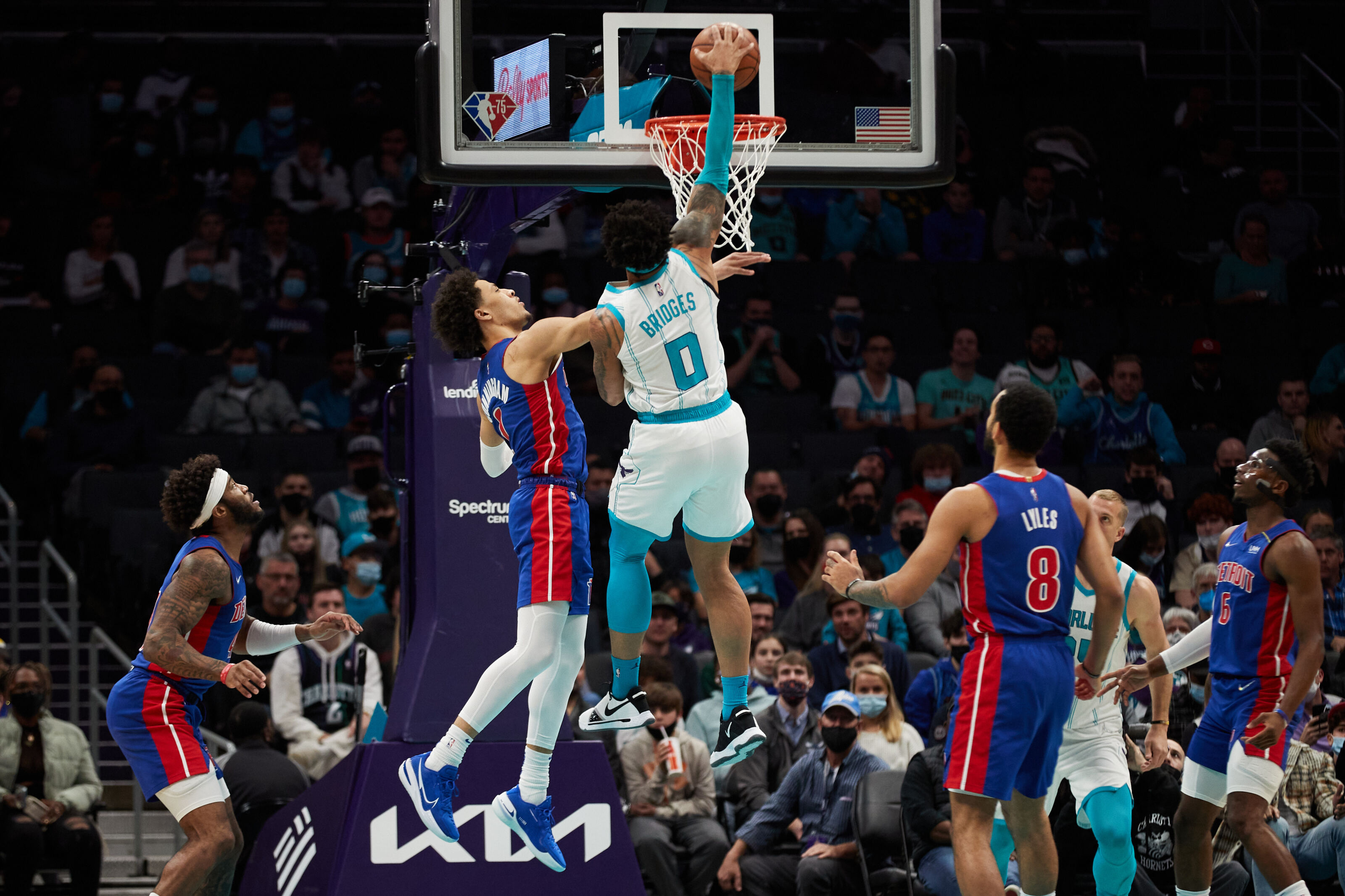 Pistons vs Hornets, Miles Bridges Wallpaper, 3200x2140 HD Desktop