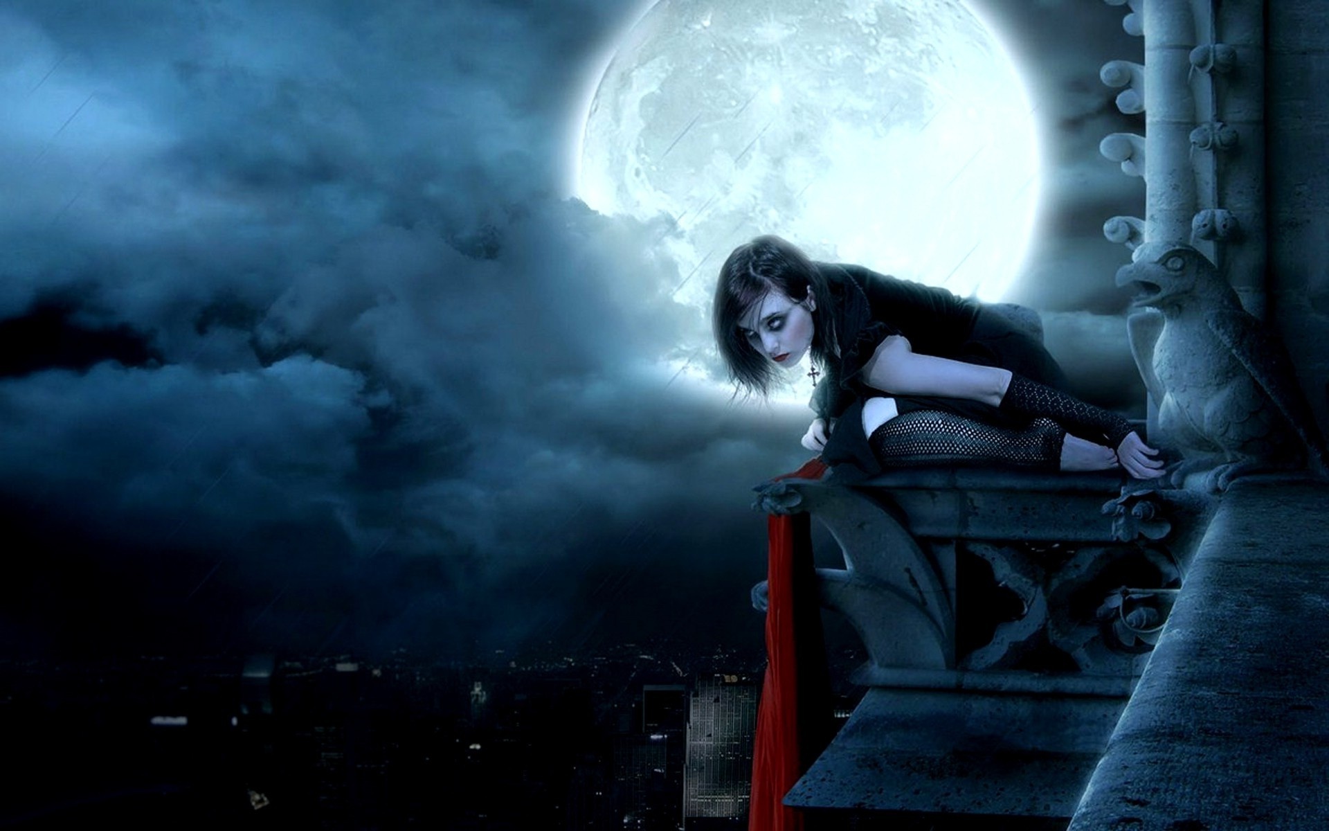 Full moon, Gothic Art Wallpaper, 1920x1200 HD Desktop