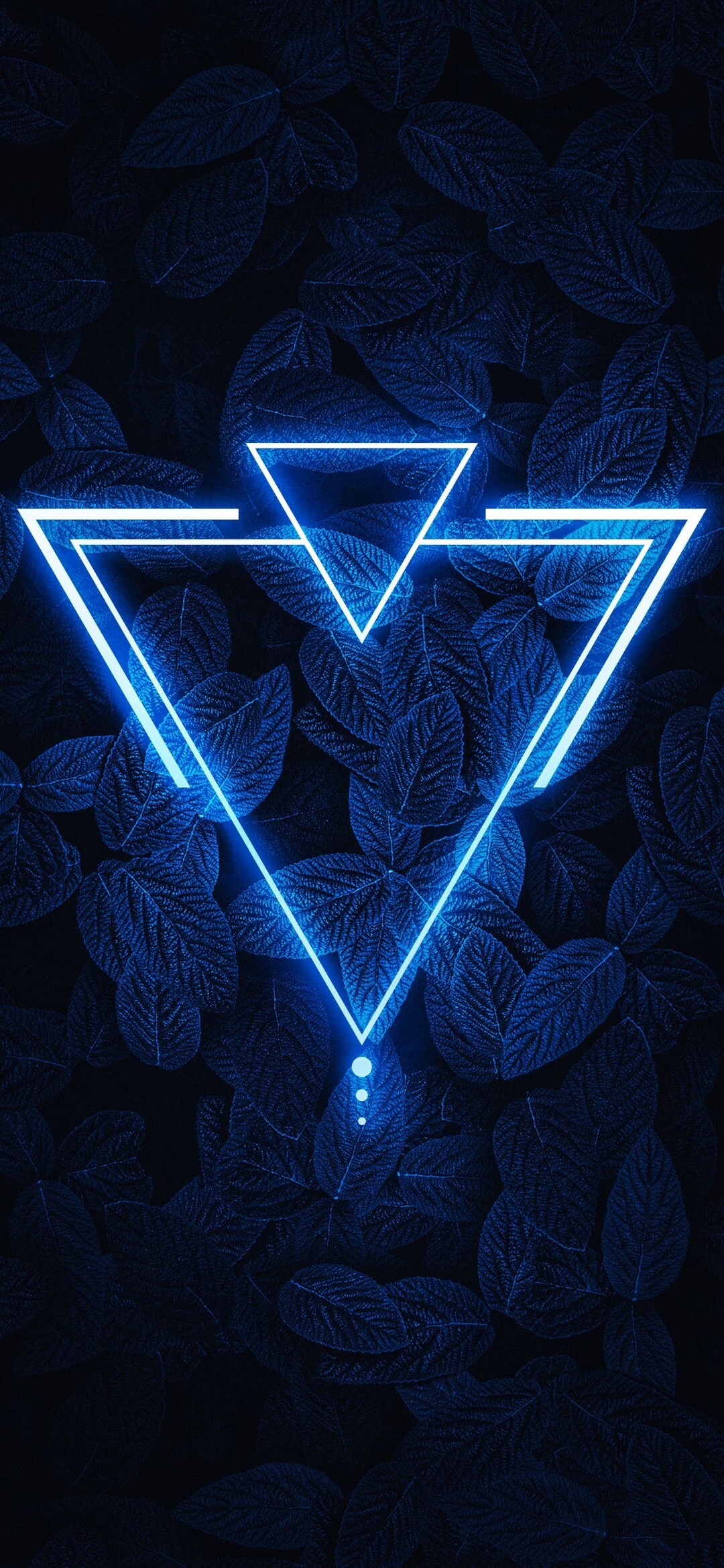 Neon triangle leaf background, Vibrant colors, Bright lights, Futuristic aesthetic, 1080x2340 HD Phone