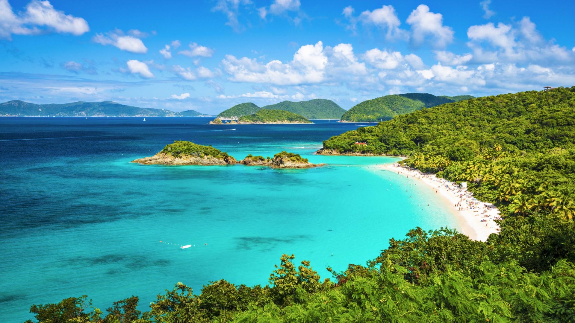 Caribbean Islands, Trunk Bay scenery, St. John Virgin Islands, Caribbean beauty, 1920x1080 Full HD Desktop